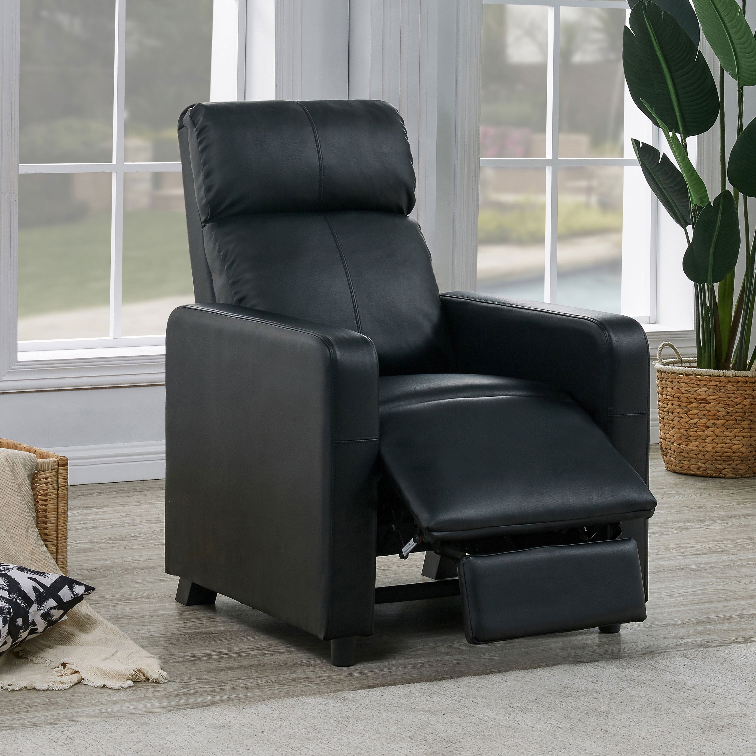 Toohey Upholstered Home Theater Push Back Recliner Black — view 3
