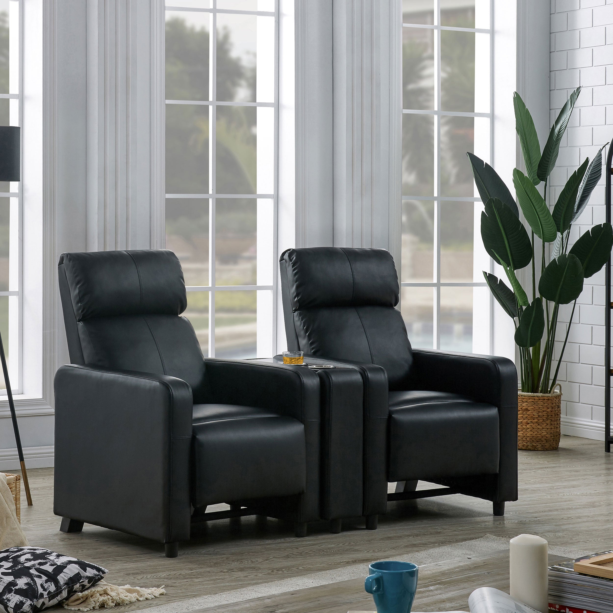 Toohey Upholstered Home Theater Push Back Recliner Black — view 14