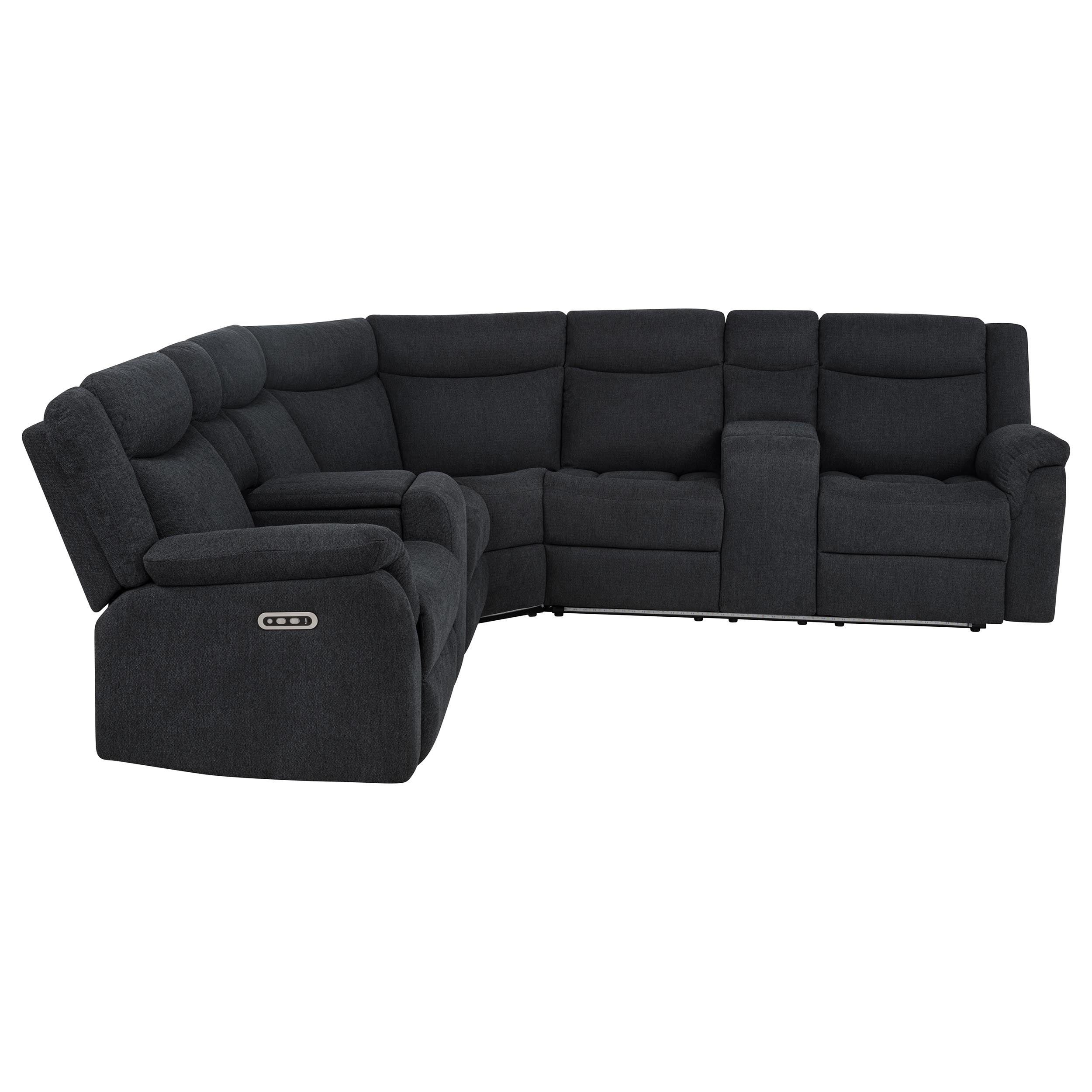 Hagen Upholstered Power Reclining Sectional Sofa Steel Grey — view 8