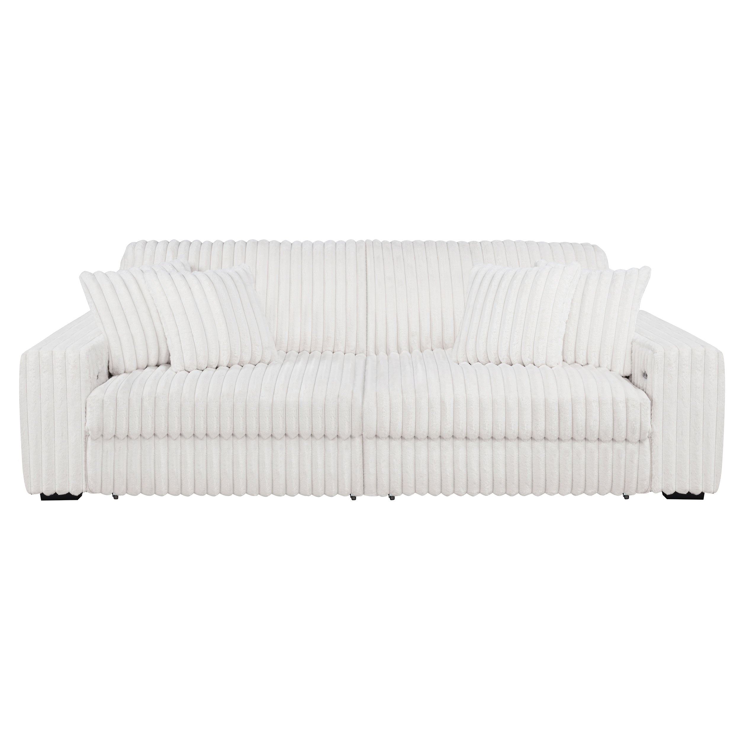 Jacana Corduroy Upholstered Dual Power Chaise Sofa Ivory — view 7