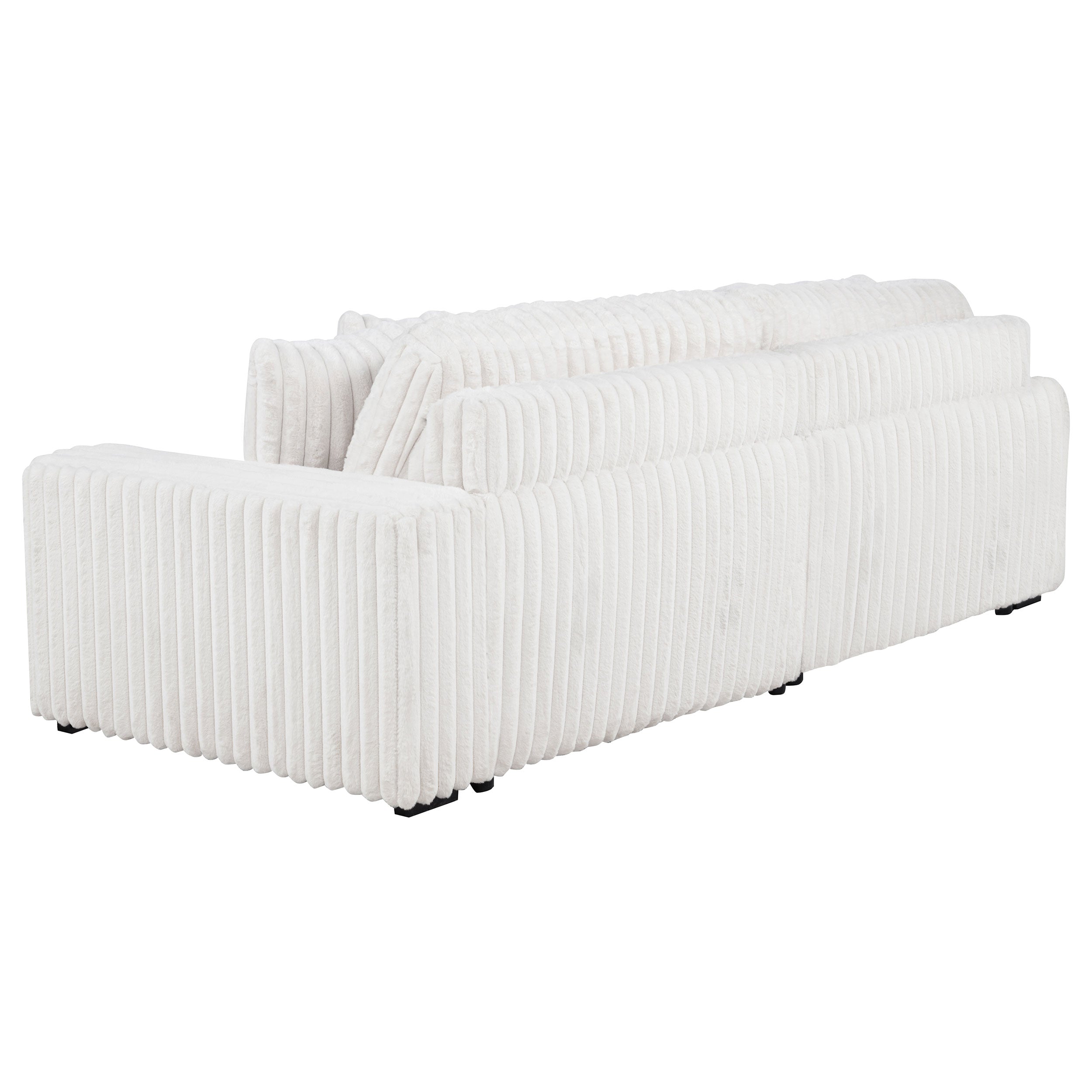 Jacana Corduroy Upholstered Dual Power Chaise Sofa Ivory — view 9