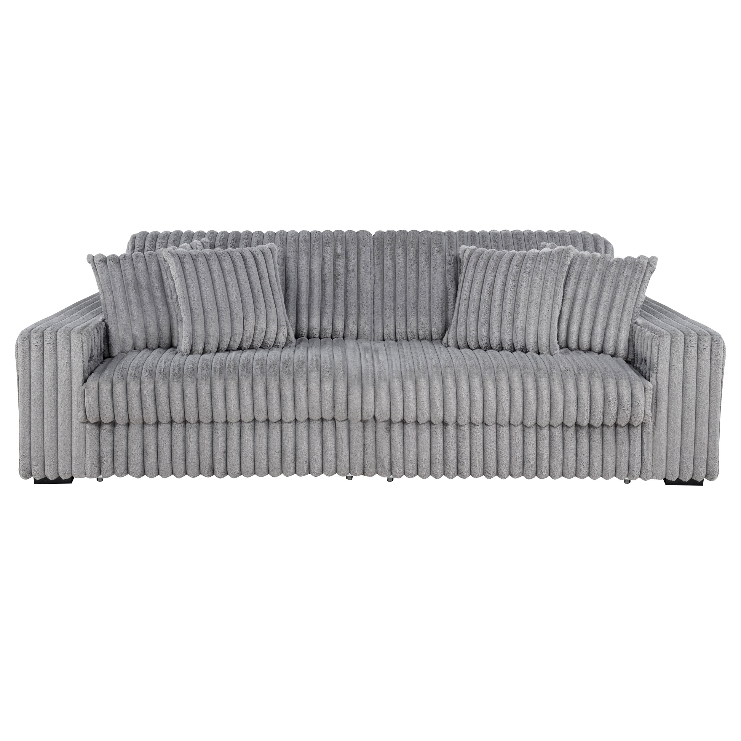 Jacana Corduroy Upholstered Dual Power Chaise Sofa Grey — view 7