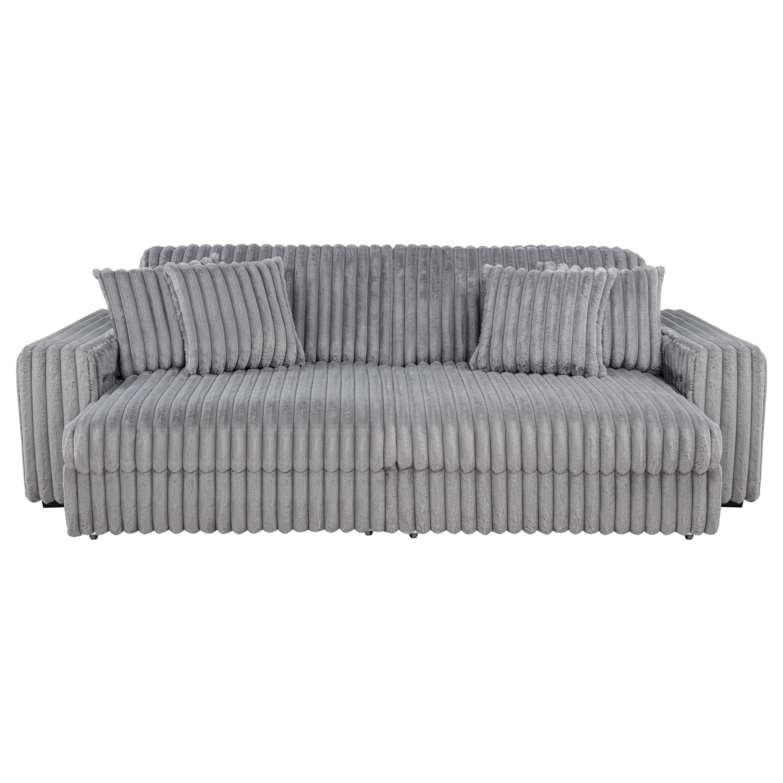 Jacana Corduroy Upholstered Dual Power Chaise Sofa Grey — view 8