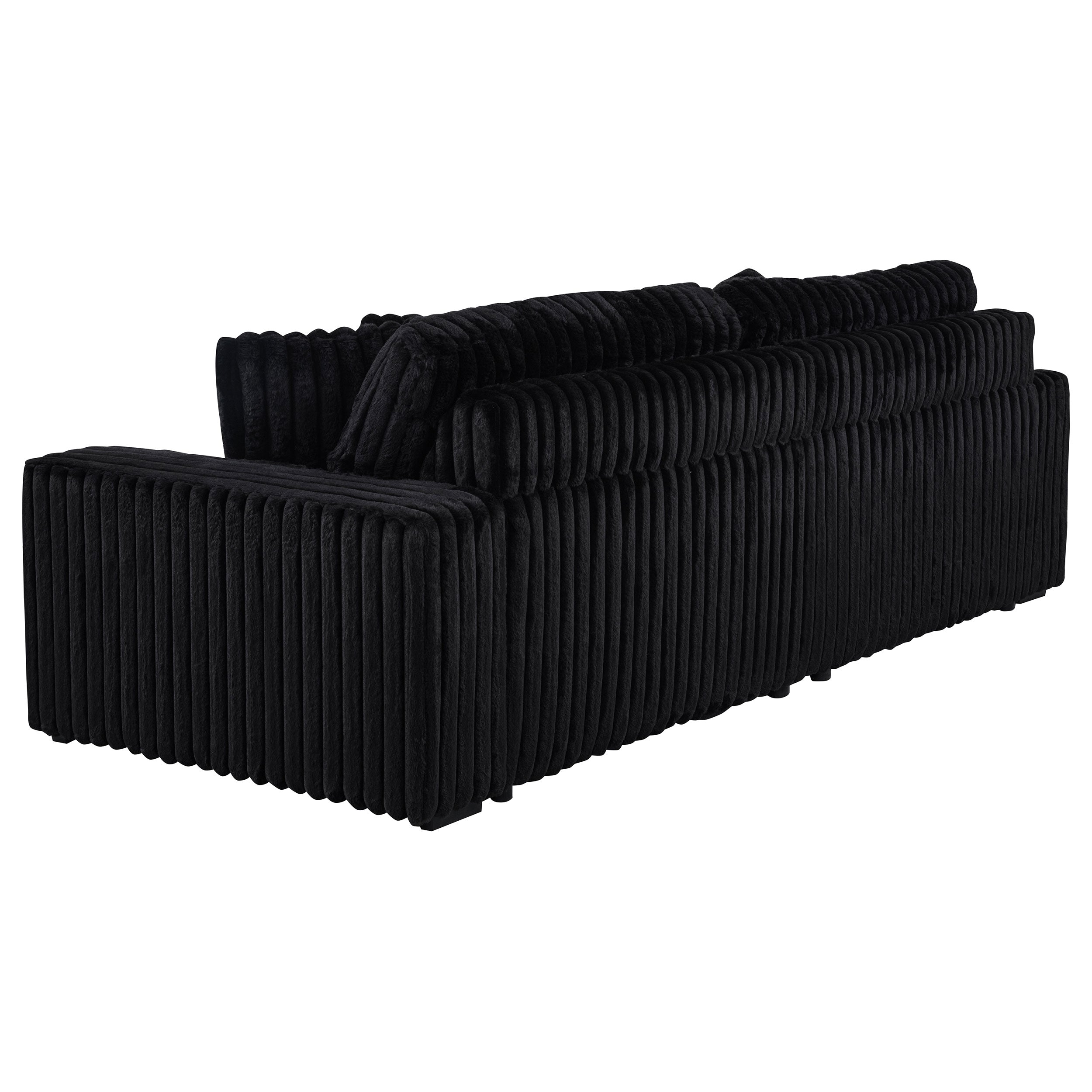 Jacana Corduroy Upholstered Dual Power Chaise Sofa Black — view 9