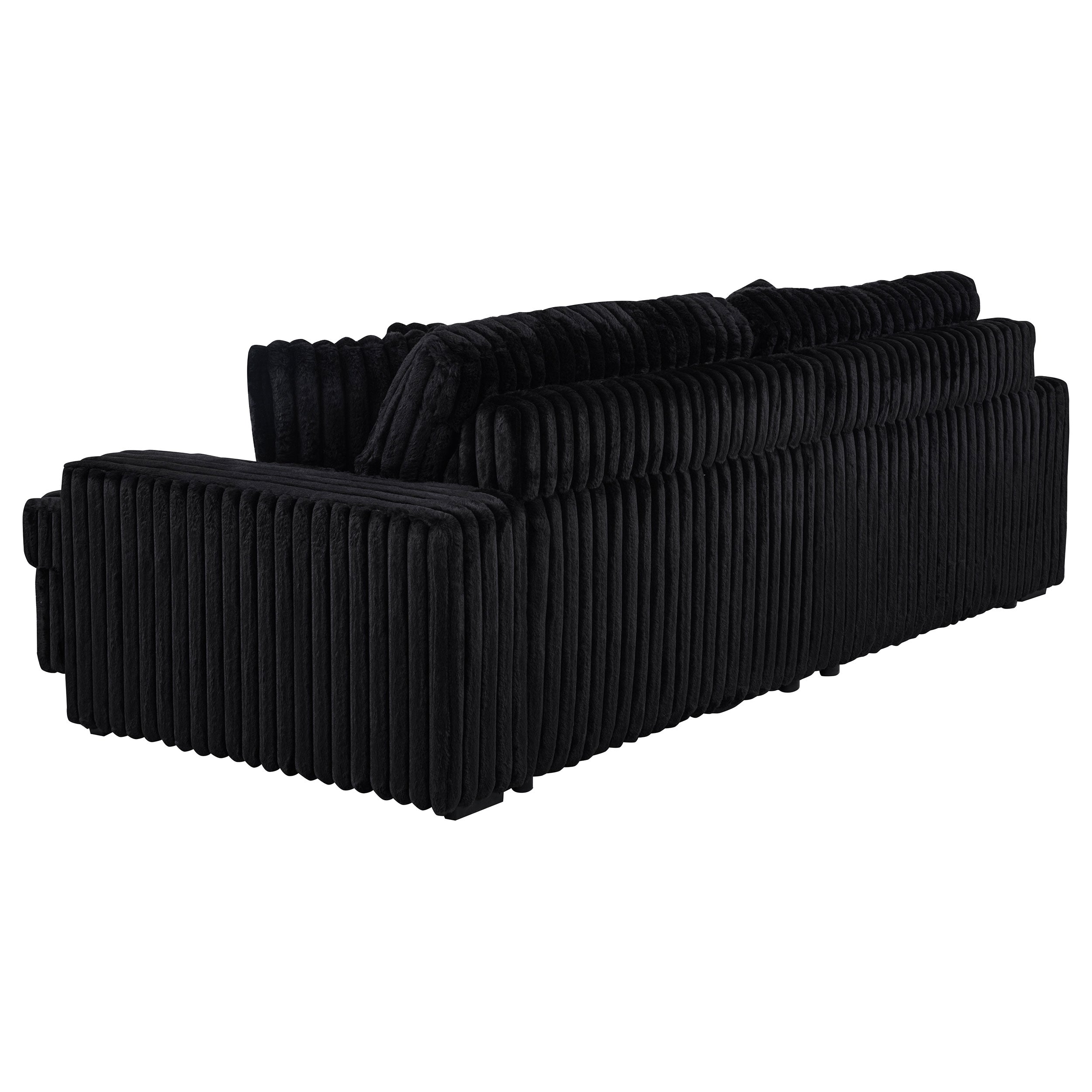 Jacana Corduroy Upholstered Dual Power Chaise Sofa Black — view 10