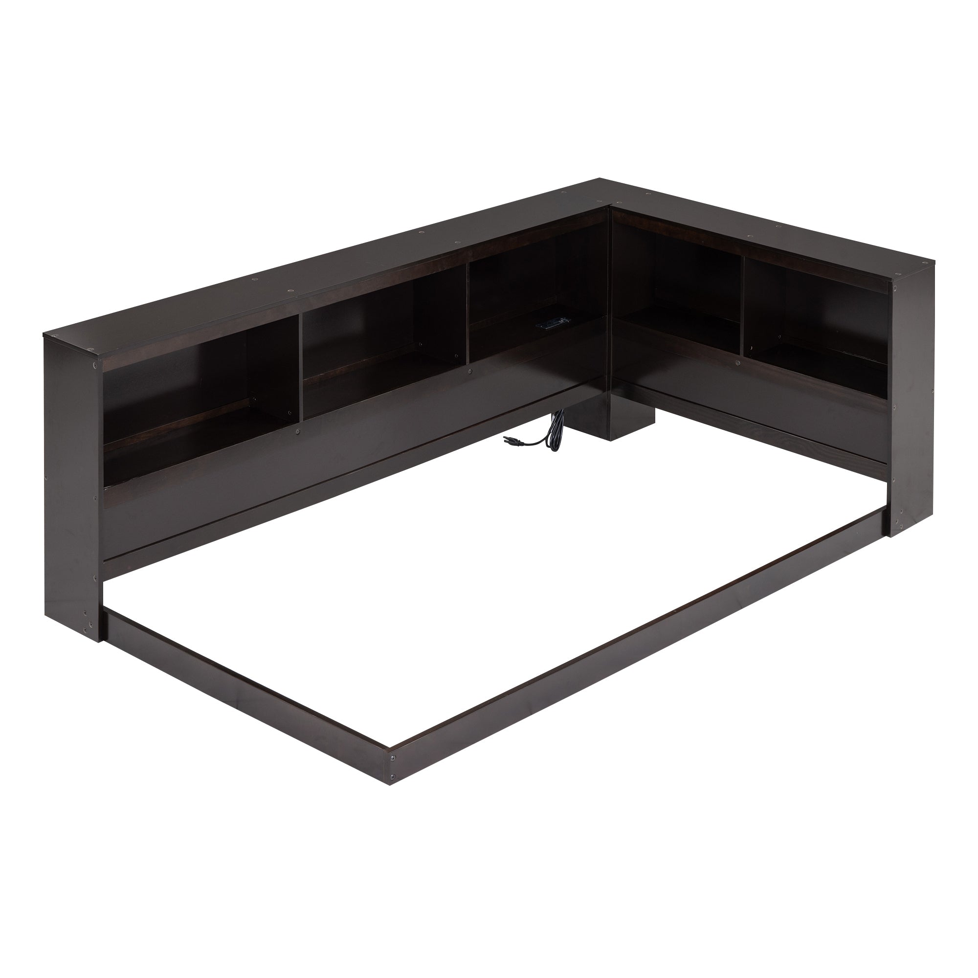 Wood Twin Size Daybed with Storage Cabinets and USB Ports, Espresso - Atlantic Fine Furniture Melbourne FL