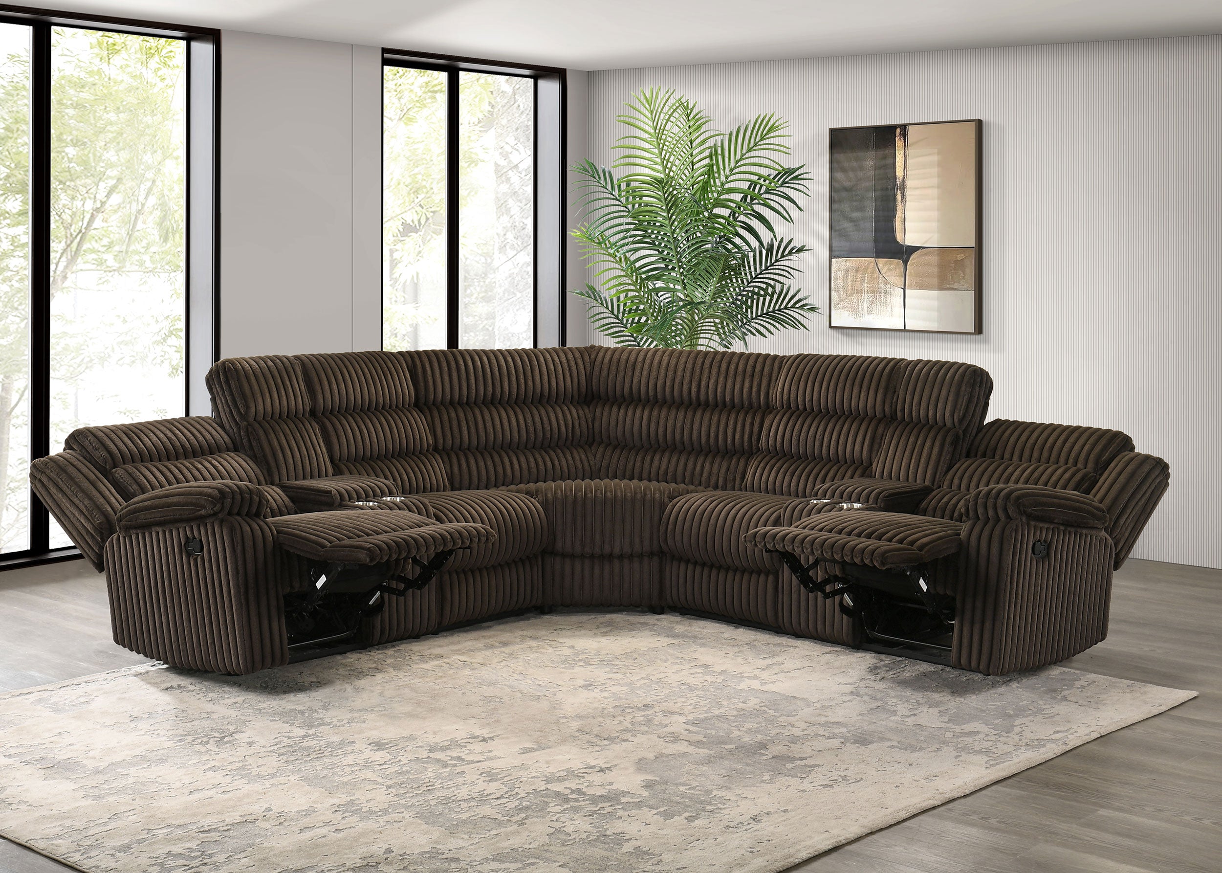 Atkinson Upholstered Reclining Sectional Sofa Chocolate — view 4