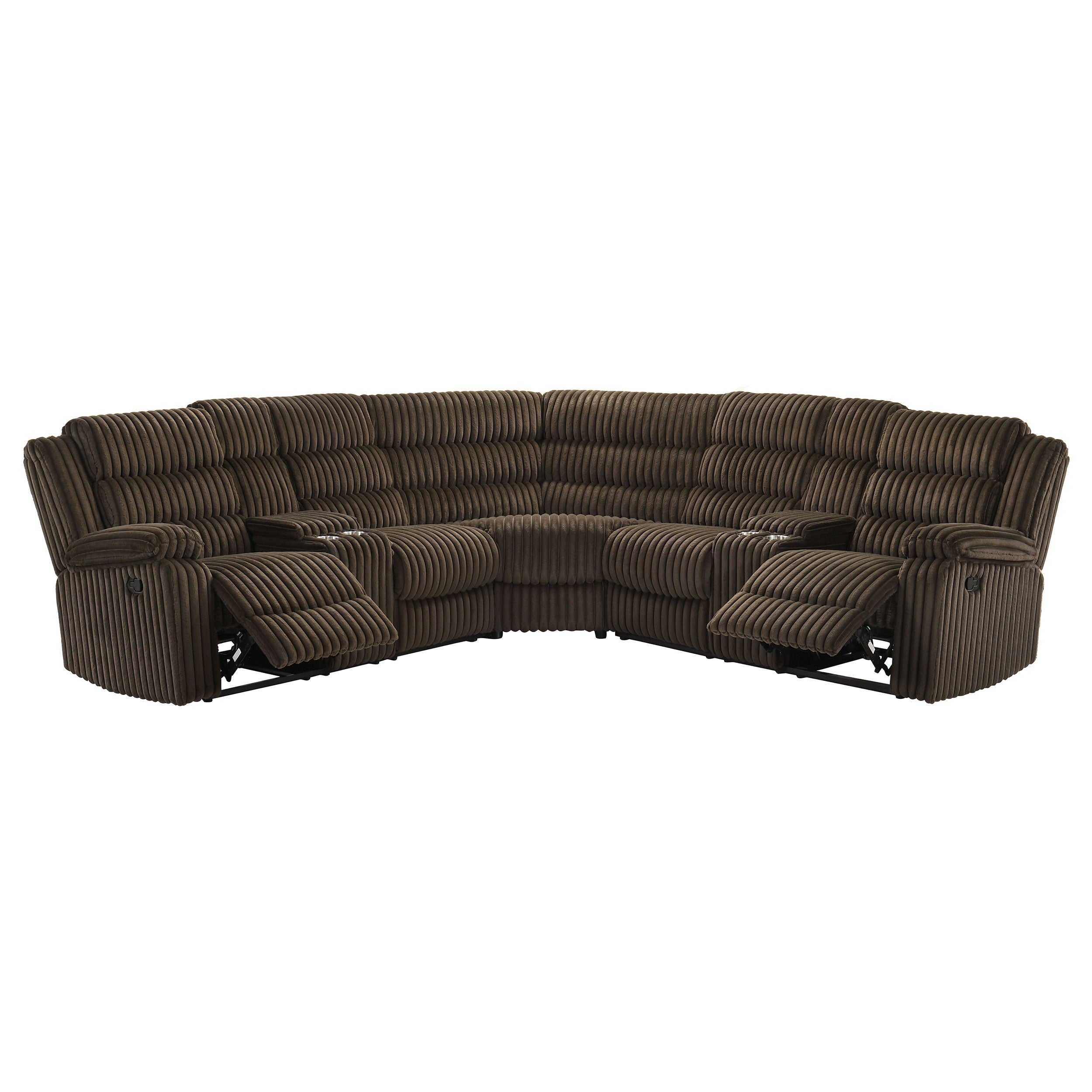 Atkinson Upholstered Reclining Sectional Sofa Chocolate — view 1