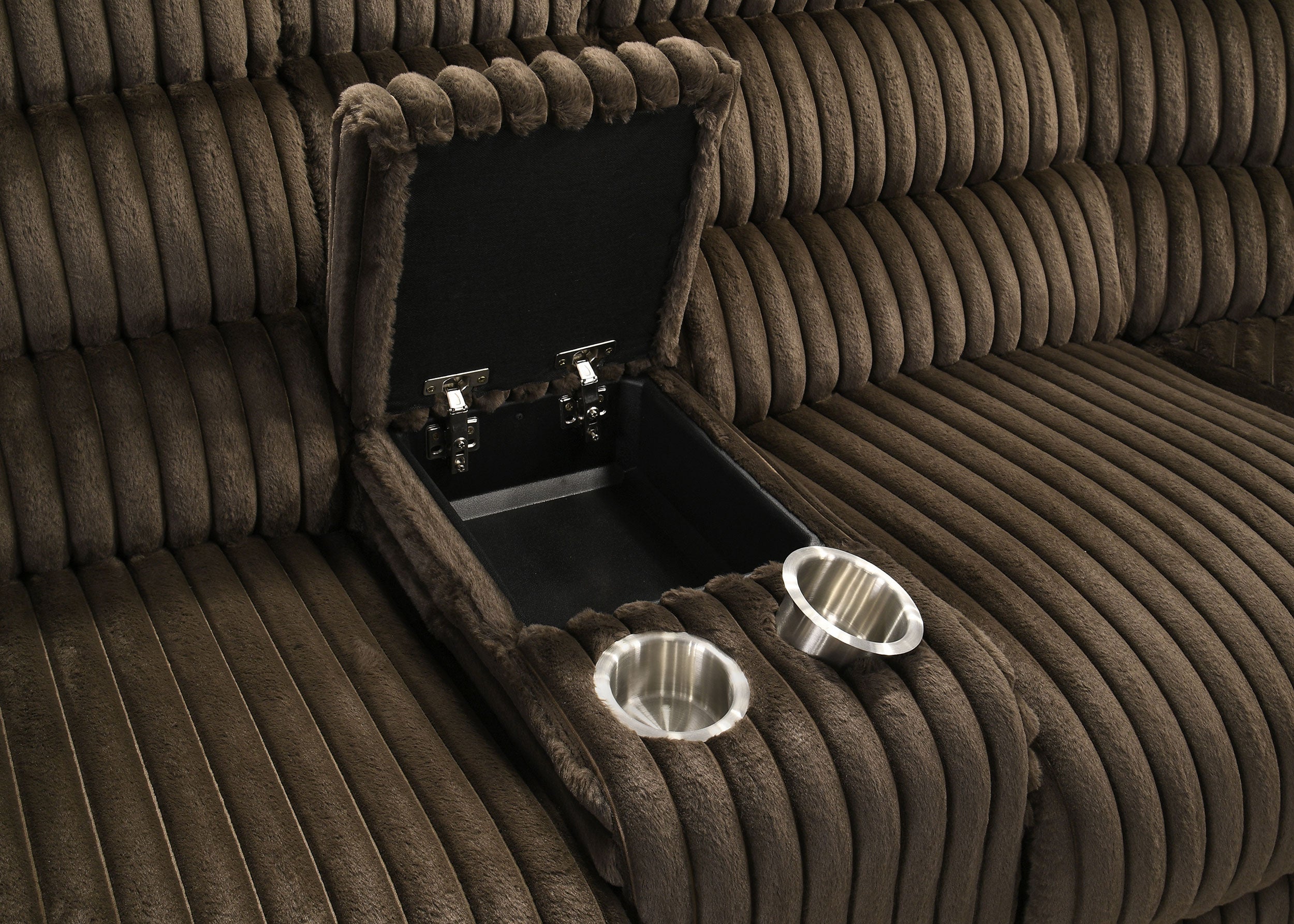 Atkinson Upholstered Reclining Sectional Sofa Chocolate — view 10