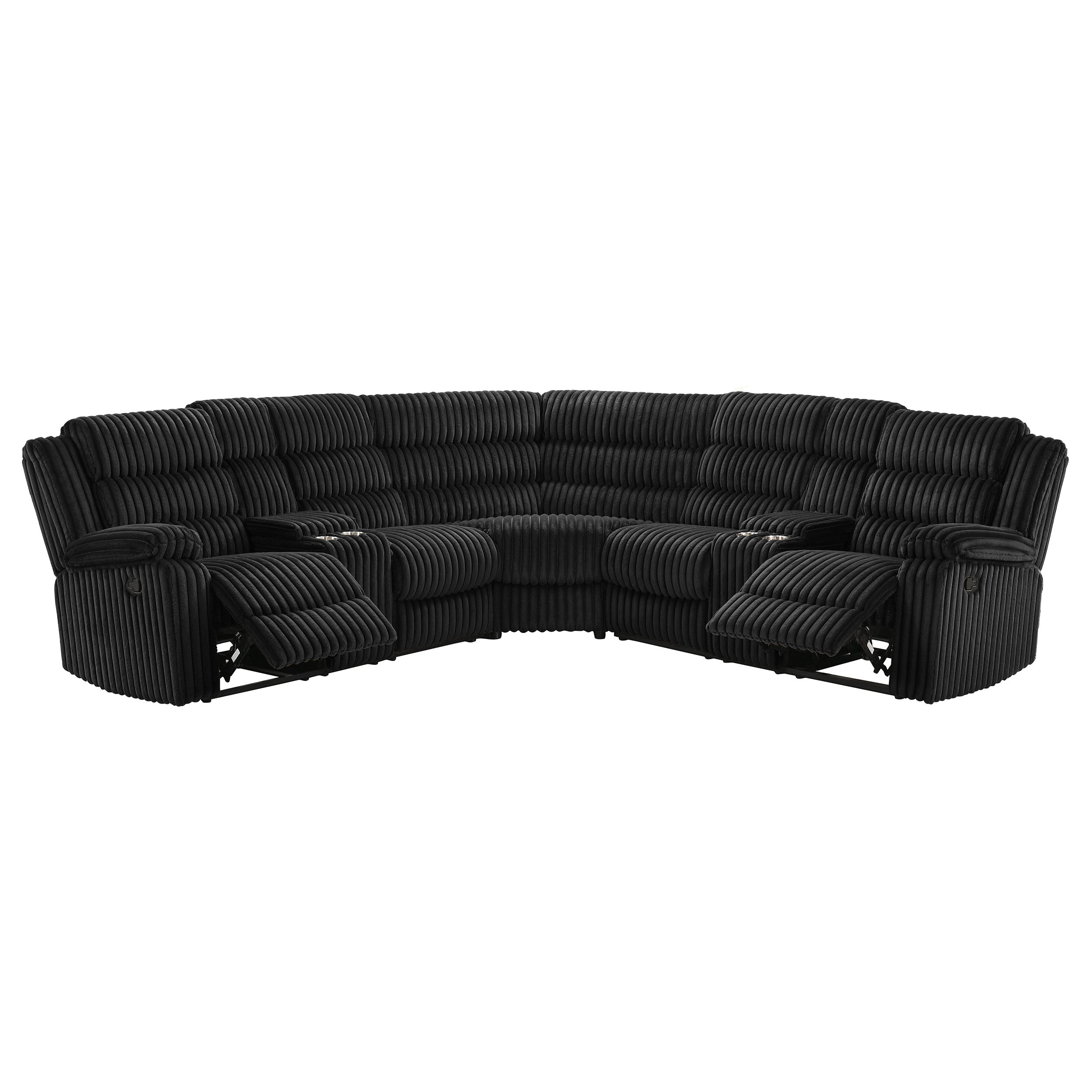 Atkinson Upholstered Reclining Sectional Sofa Black — view 1