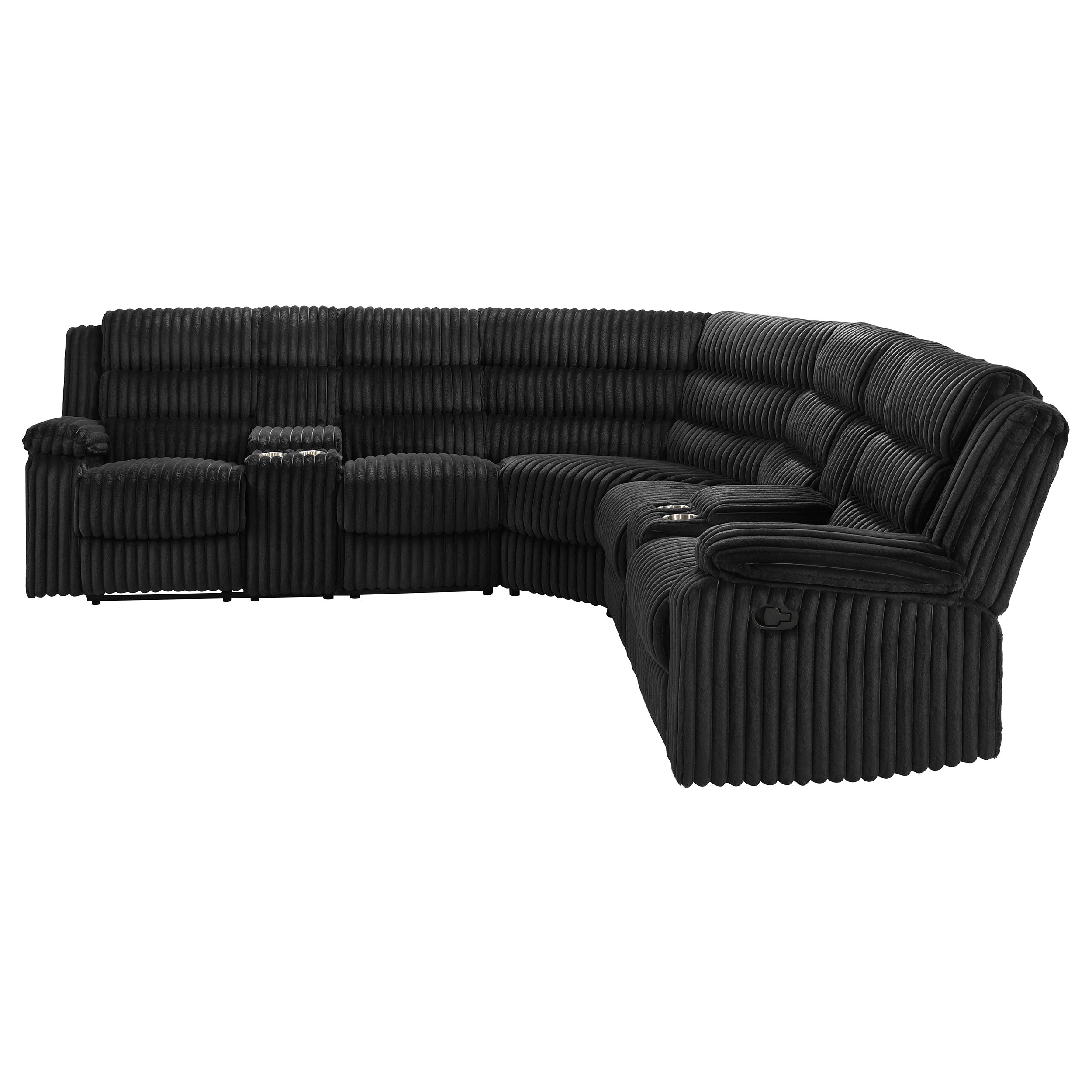Atkinson Upholstered Reclining Sectional Sofa Black — view 6