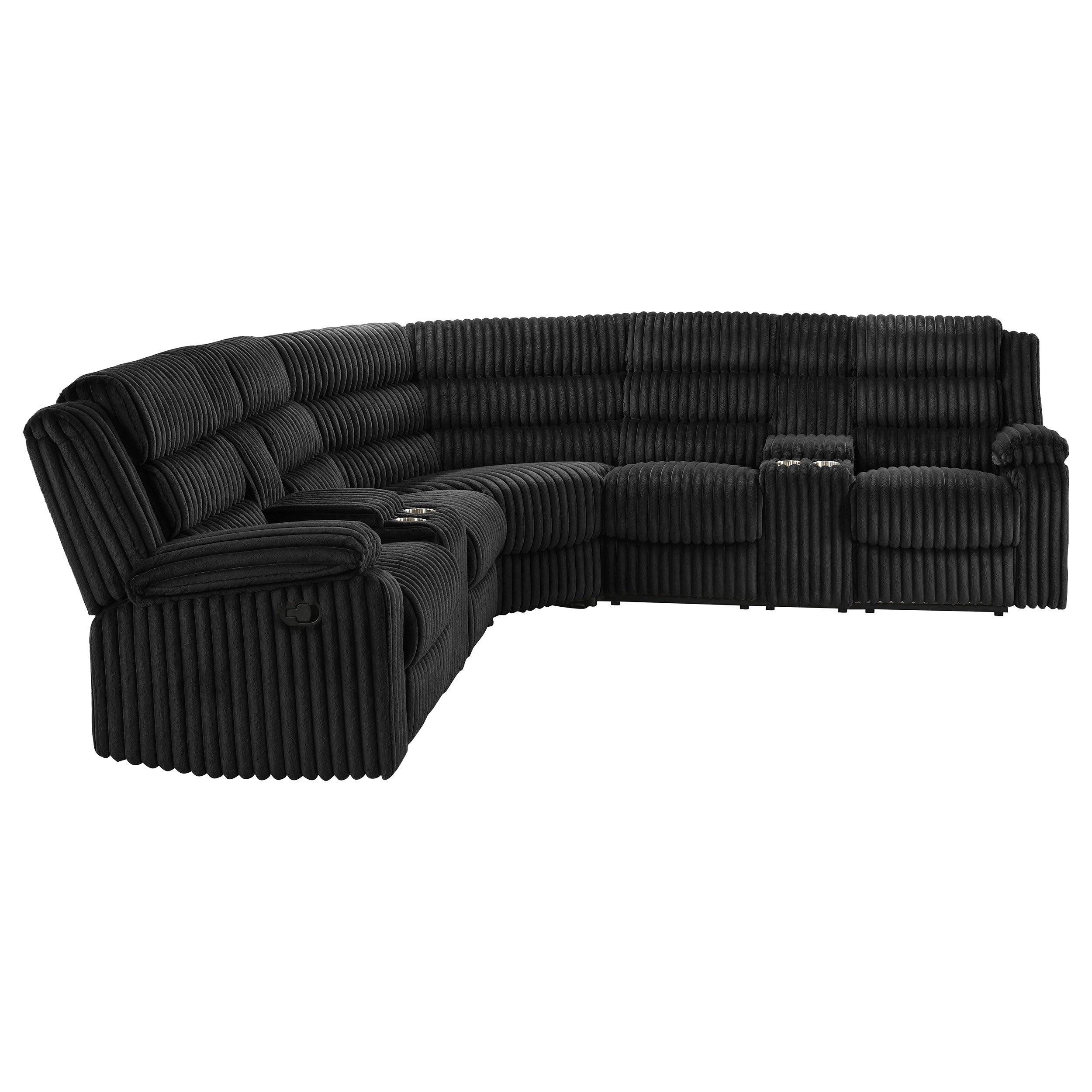 Atkinson Upholstered Reclining Sectional Sofa Black — view 8