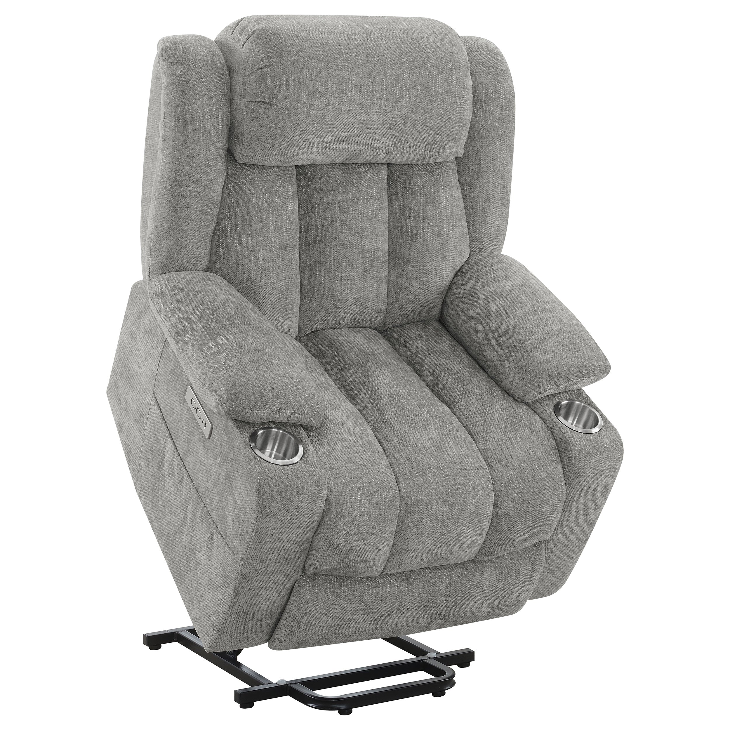 Houston Upholstered Power Lift Recliner Grey — view 6