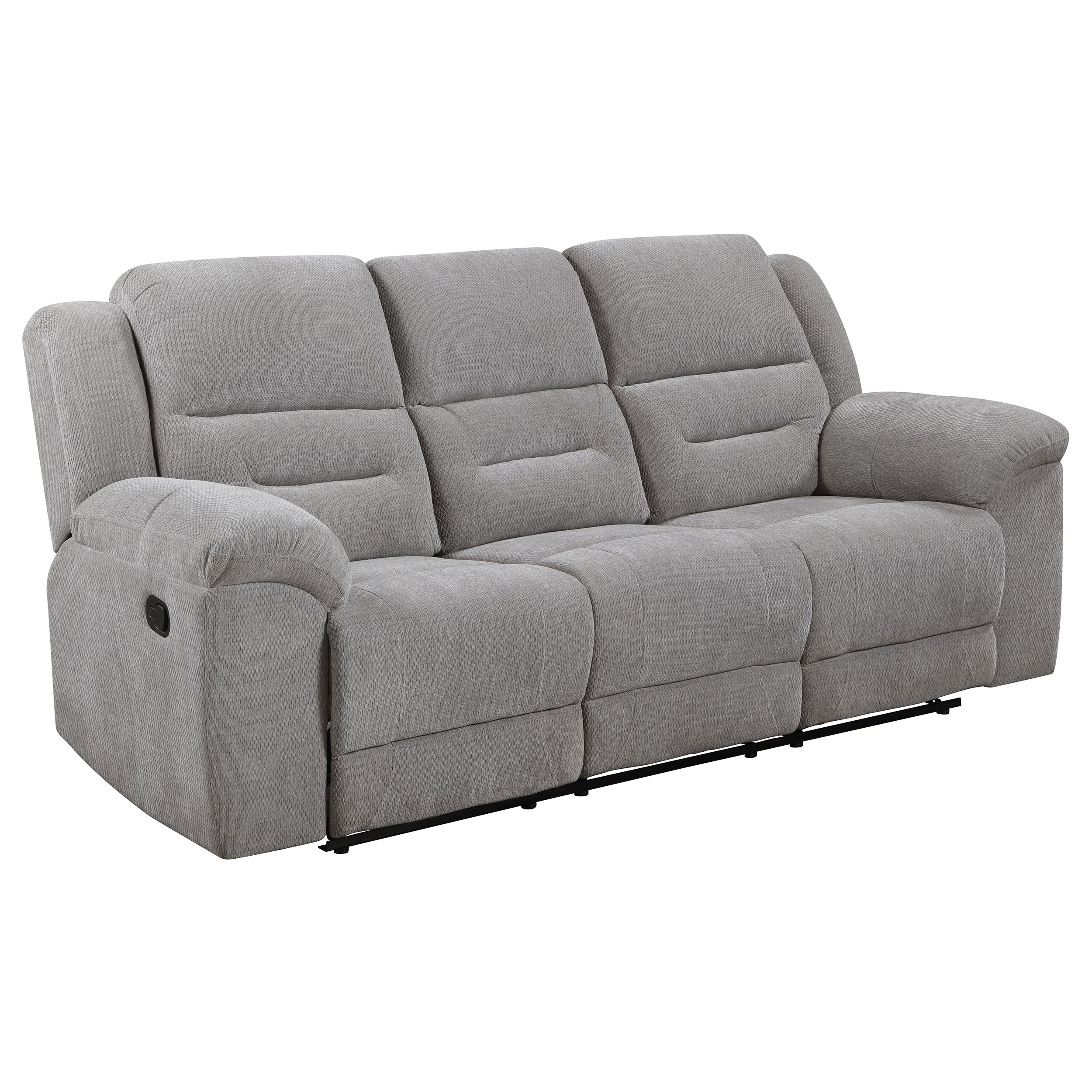 Gilson Chenille Upholstered Reclining Sofa Grey — view 4