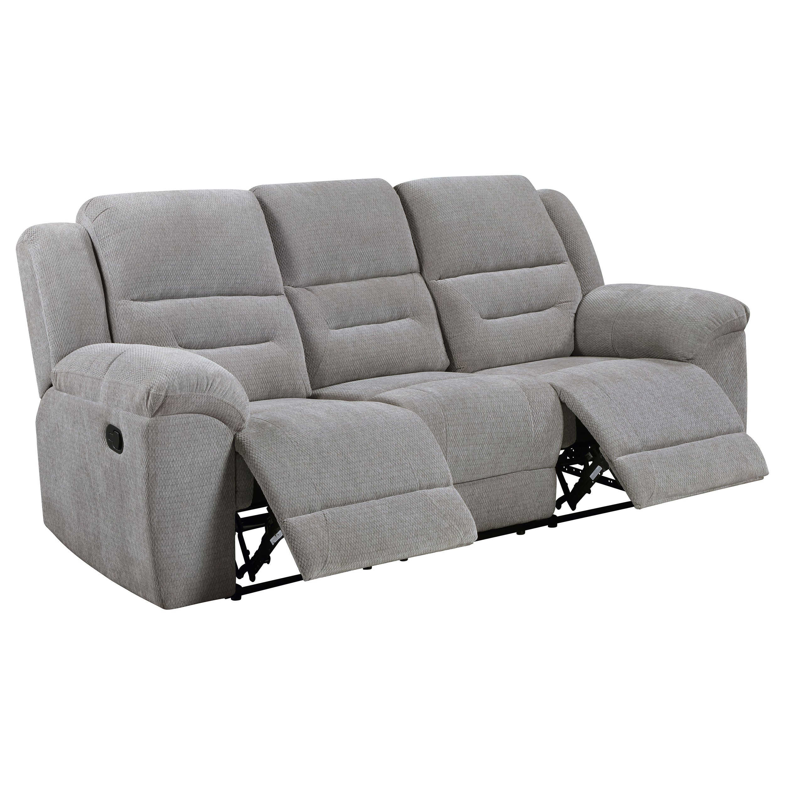Gilson Chenille Upholstered Reclining Sofa Grey — view 1