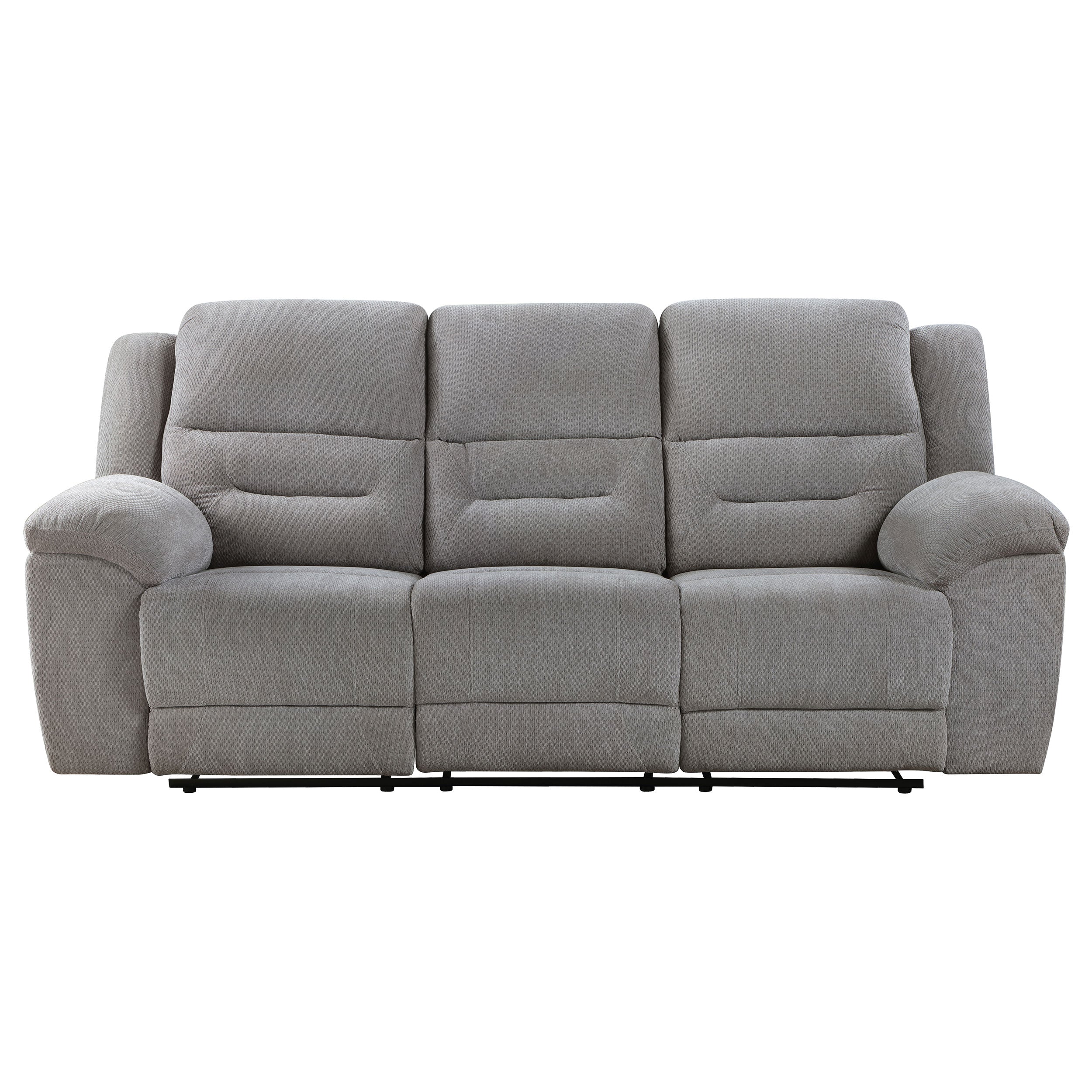 Gilson Chenille Upholstered Reclining Sofa Grey — view 5