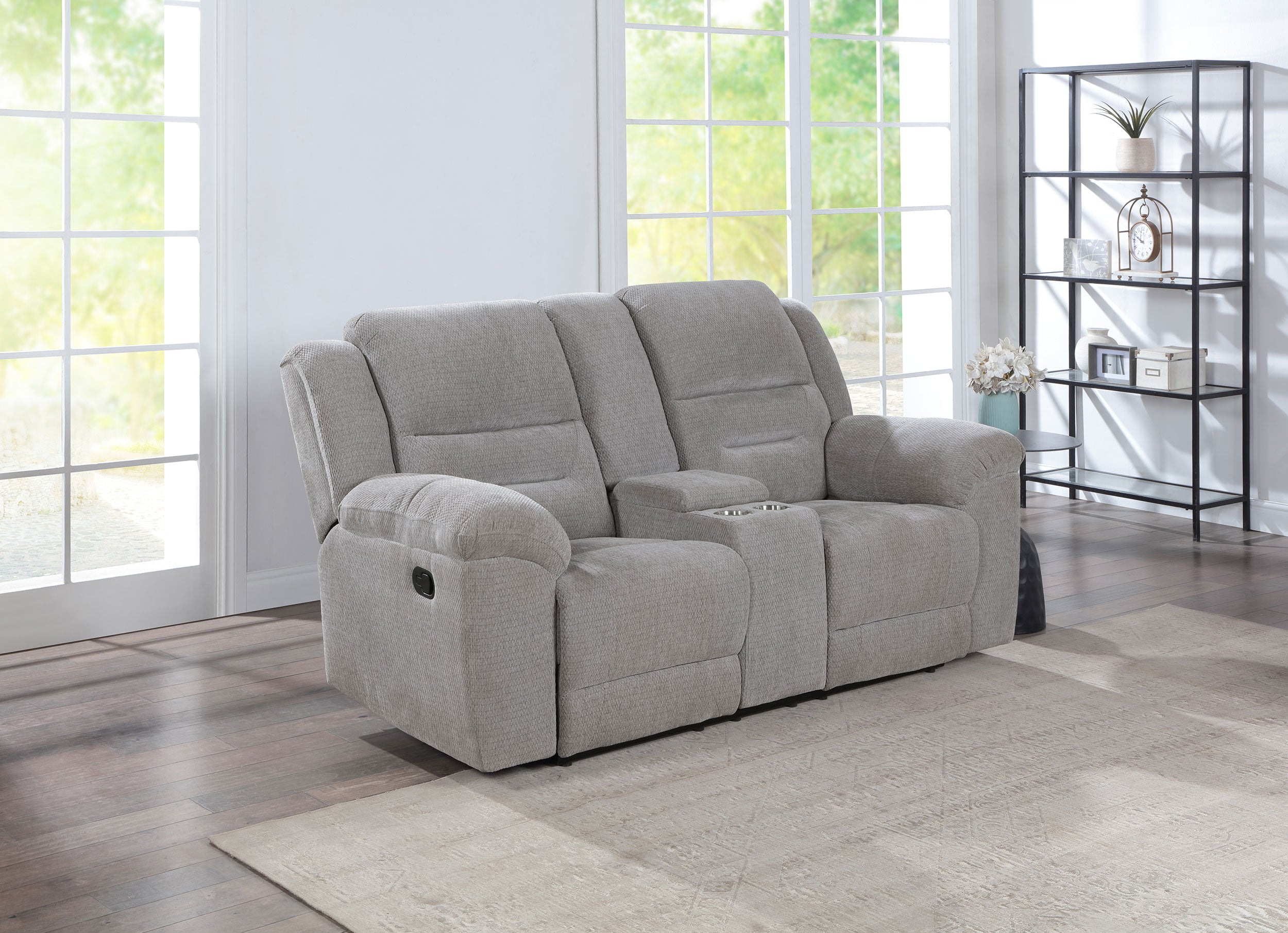 Gilson Chenille Upholstered Reclining Loveseat Grey — view 2