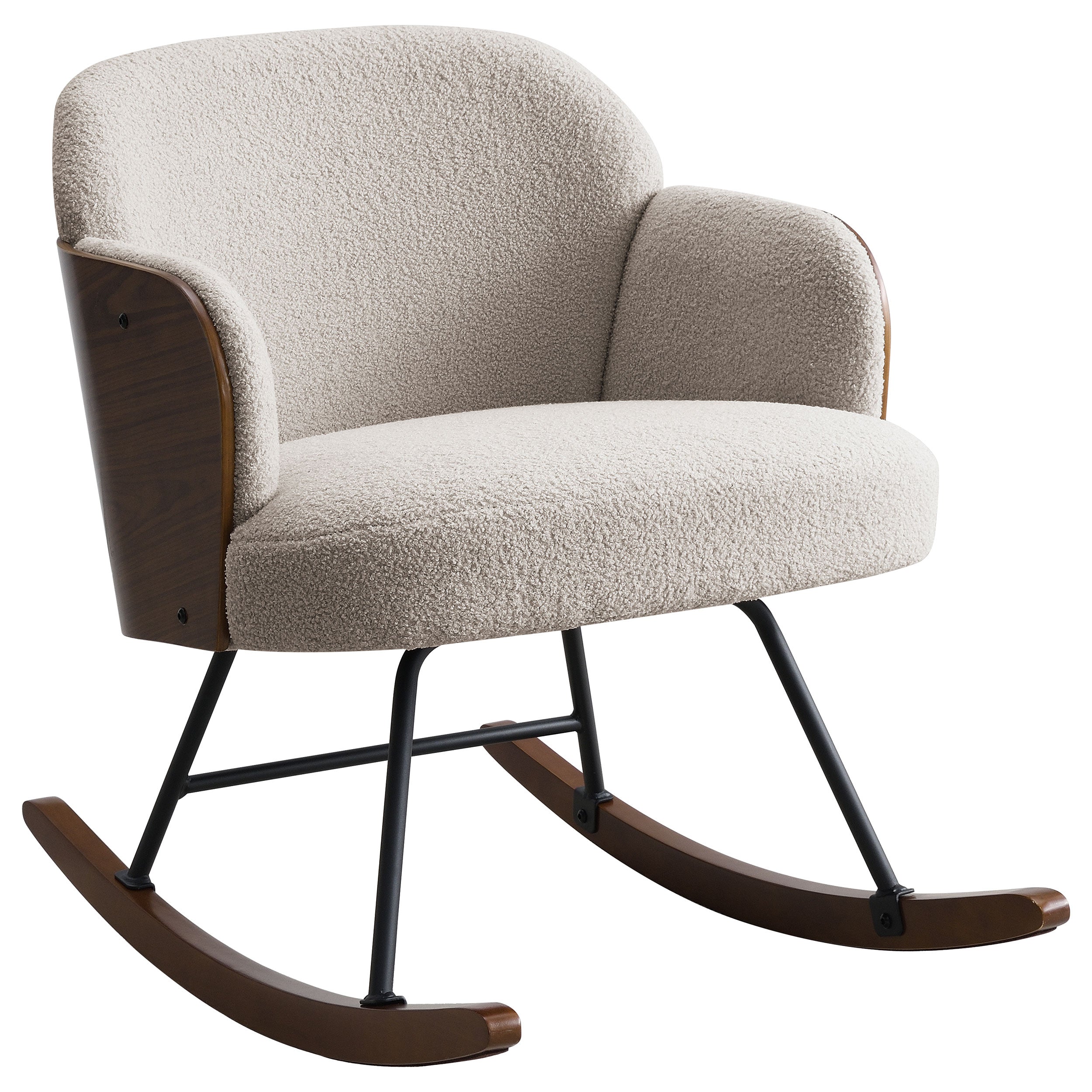 Paige Boucle Upholstered Mid Back Rocking Chair Beige — view 1