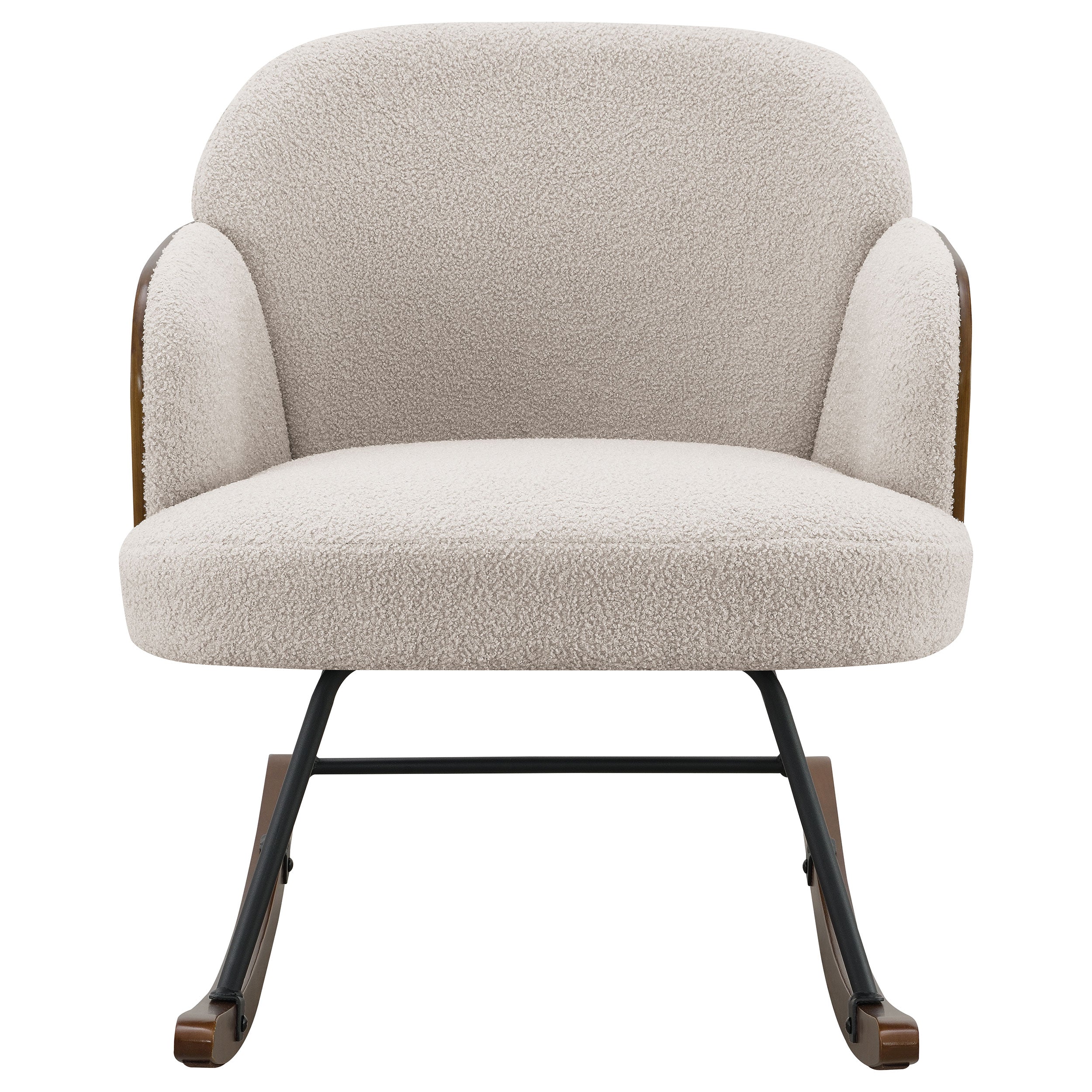 Paige Boucle Upholstered Mid Back Rocking Chair Beige — view 3