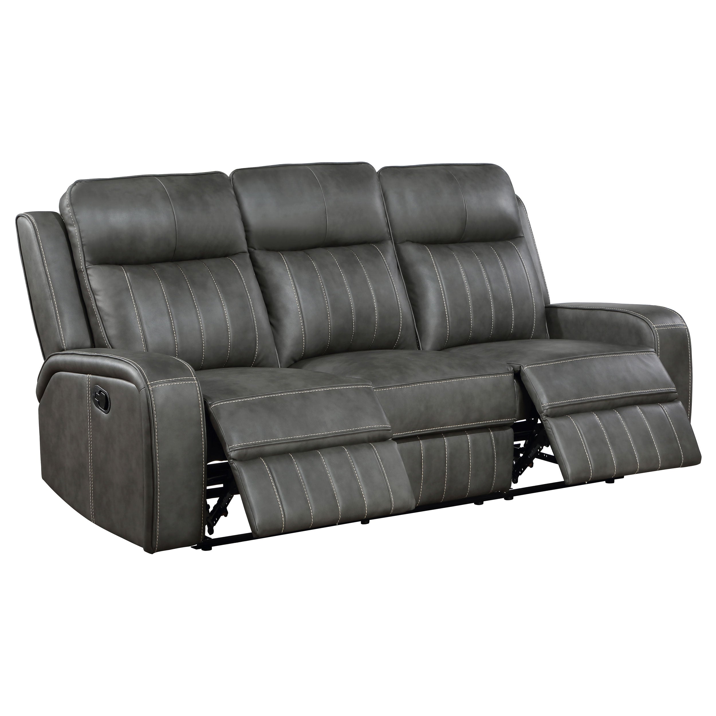 Raelynn Upholstered Track Arm Motion Sofa Grey — view 3