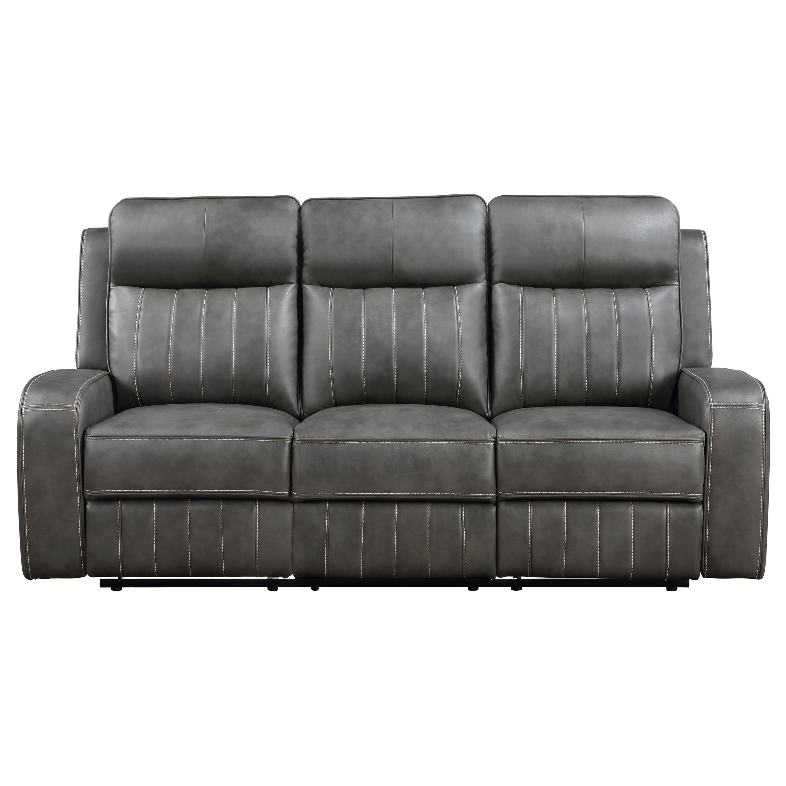 Raelynn Upholstered Track Arm Motion Sofa Grey — view 4