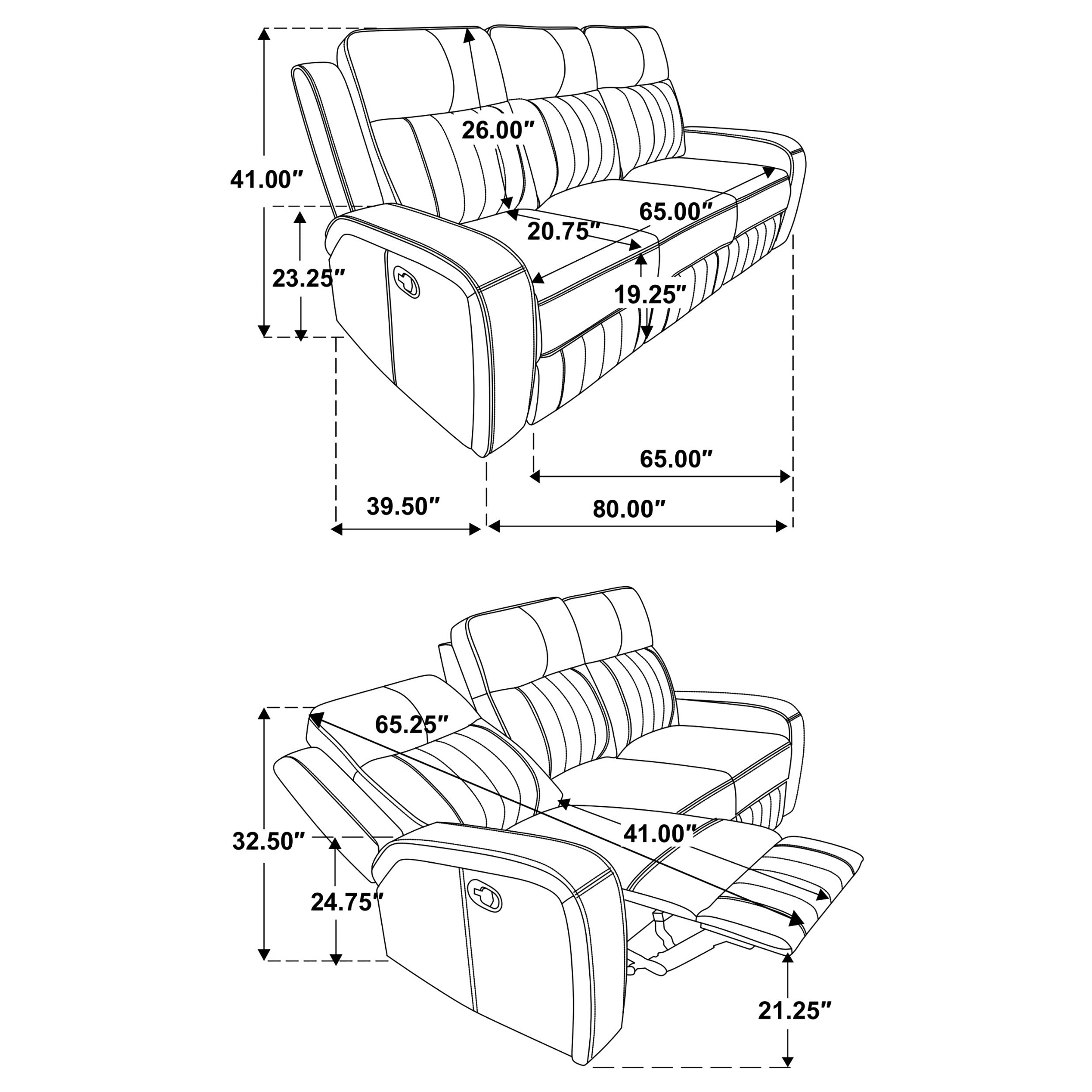 Raelynn Upholstered Track Arm Motion Sofa Grey — view 10