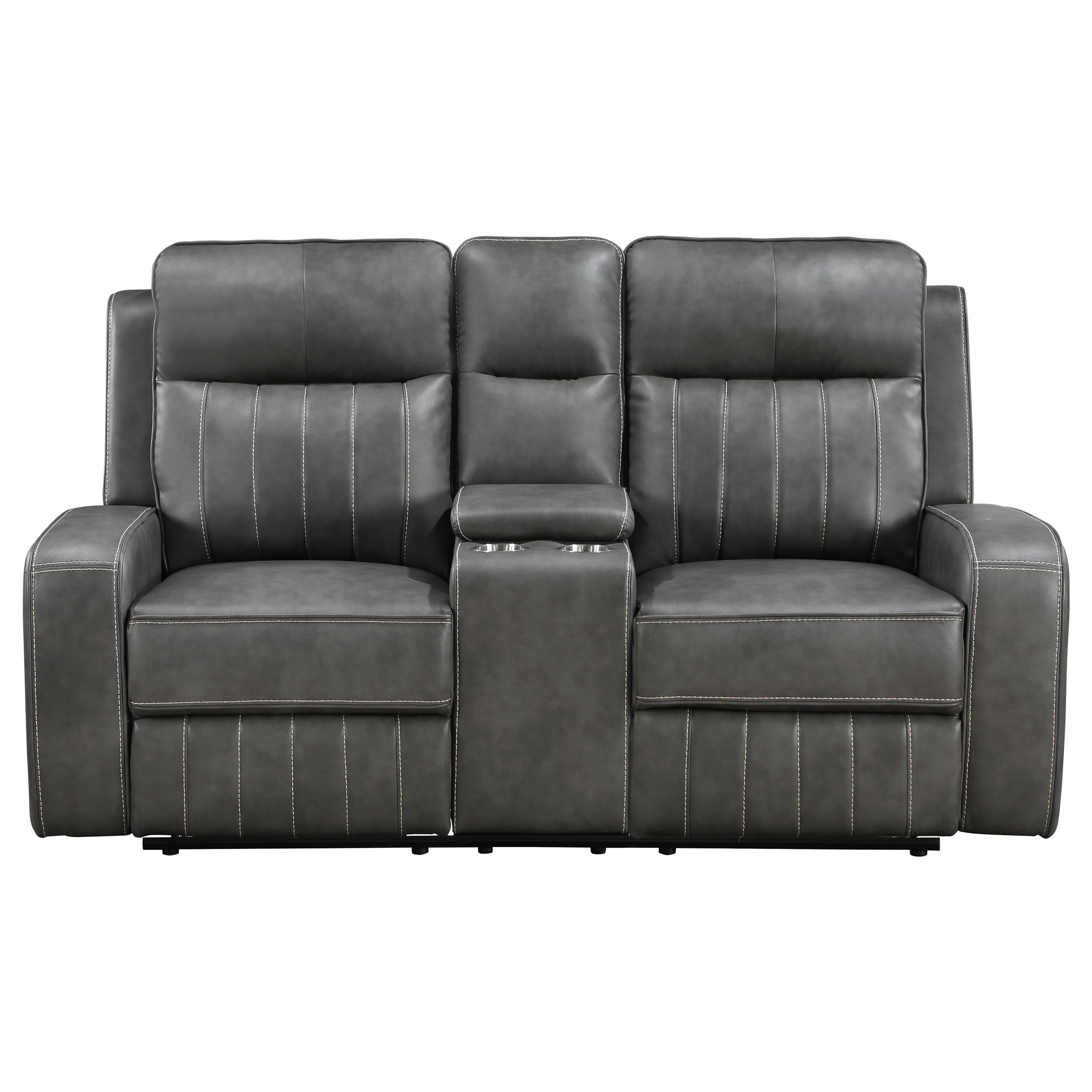 Raelynn Upholstered Track Arm Motion Loveseat Grey — view 4
