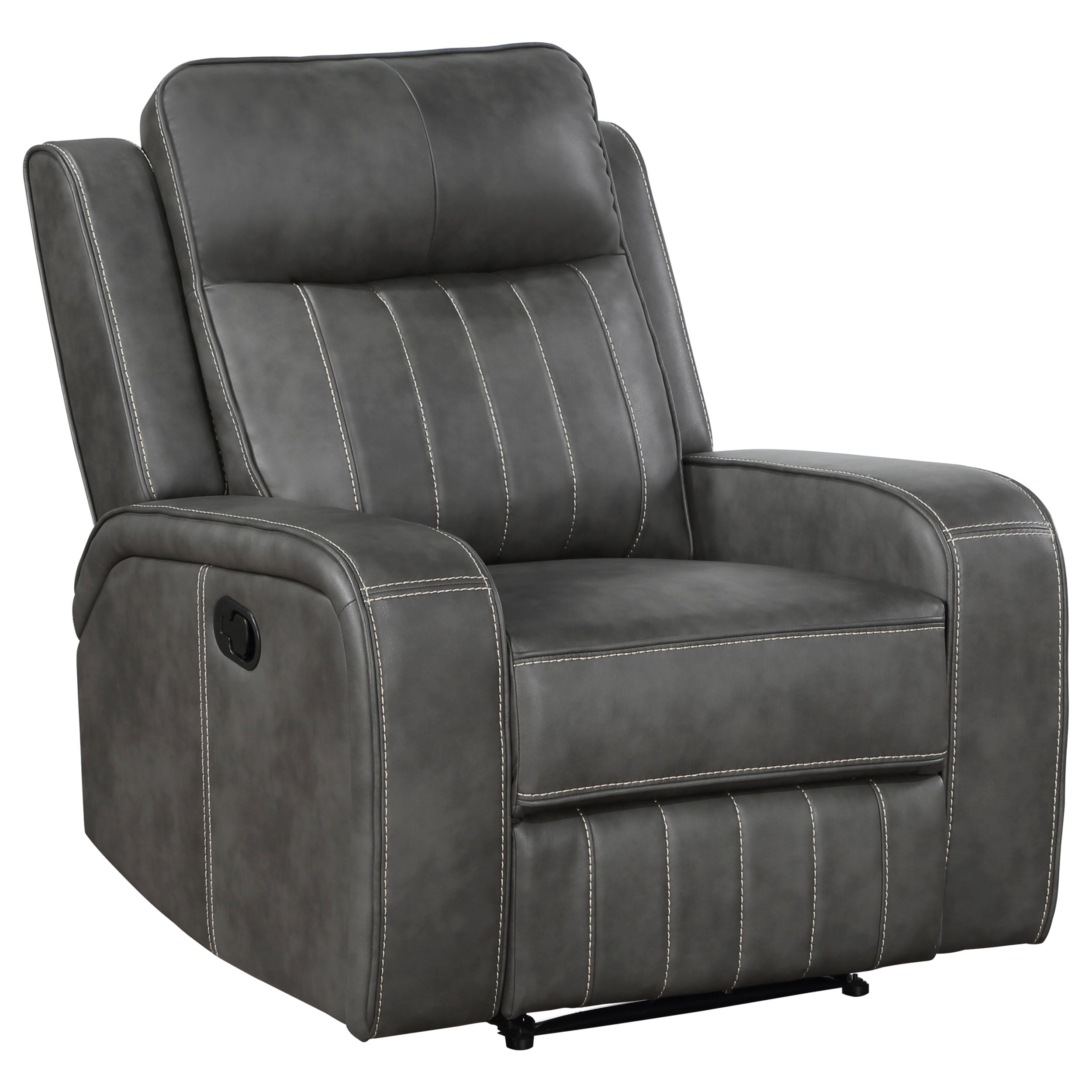 Raelynn Upholstered Track Arm Recliner Grey — view 1