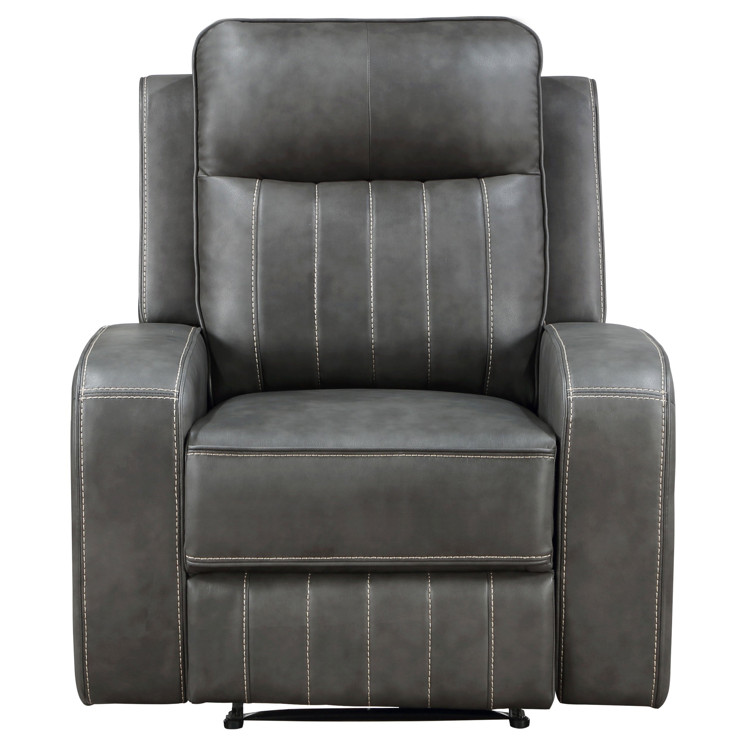 Raelynn Upholstered Track Arm Recliner Grey — view 5
