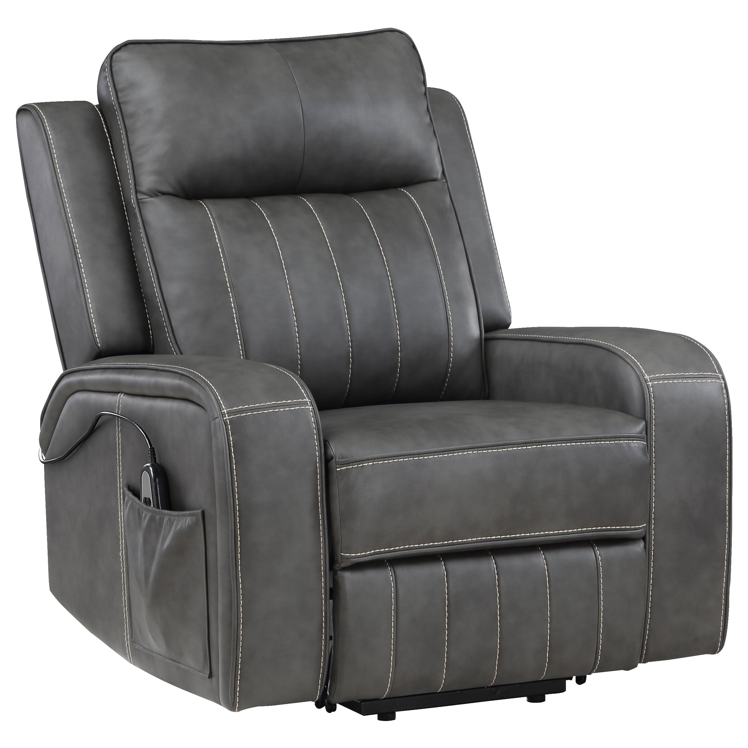 Raelynn Upholstered Power Lift Recliner Chair Grey — view 5