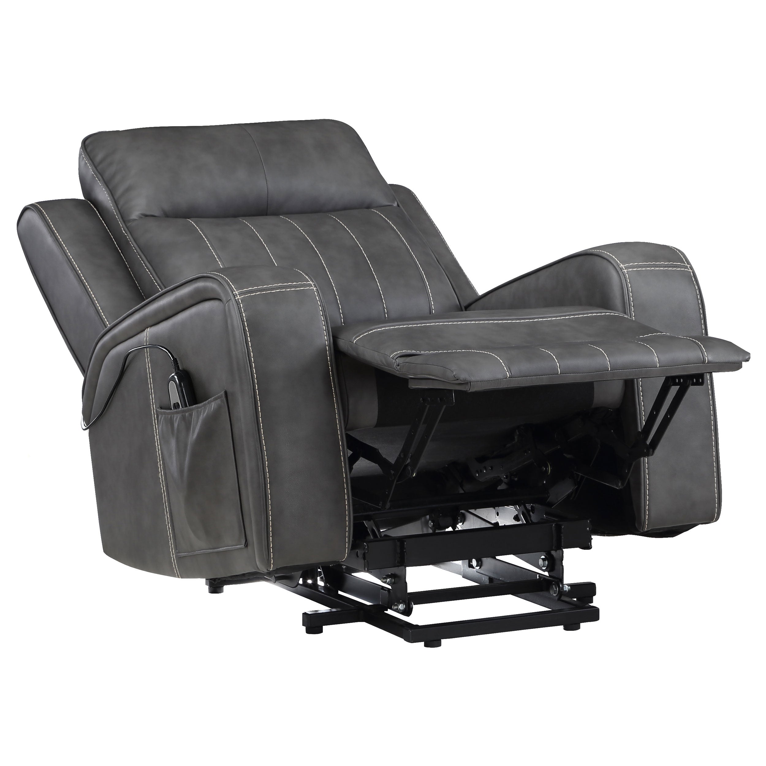 Raelynn Upholstered Power Lift Recliner Chair Grey — view 7