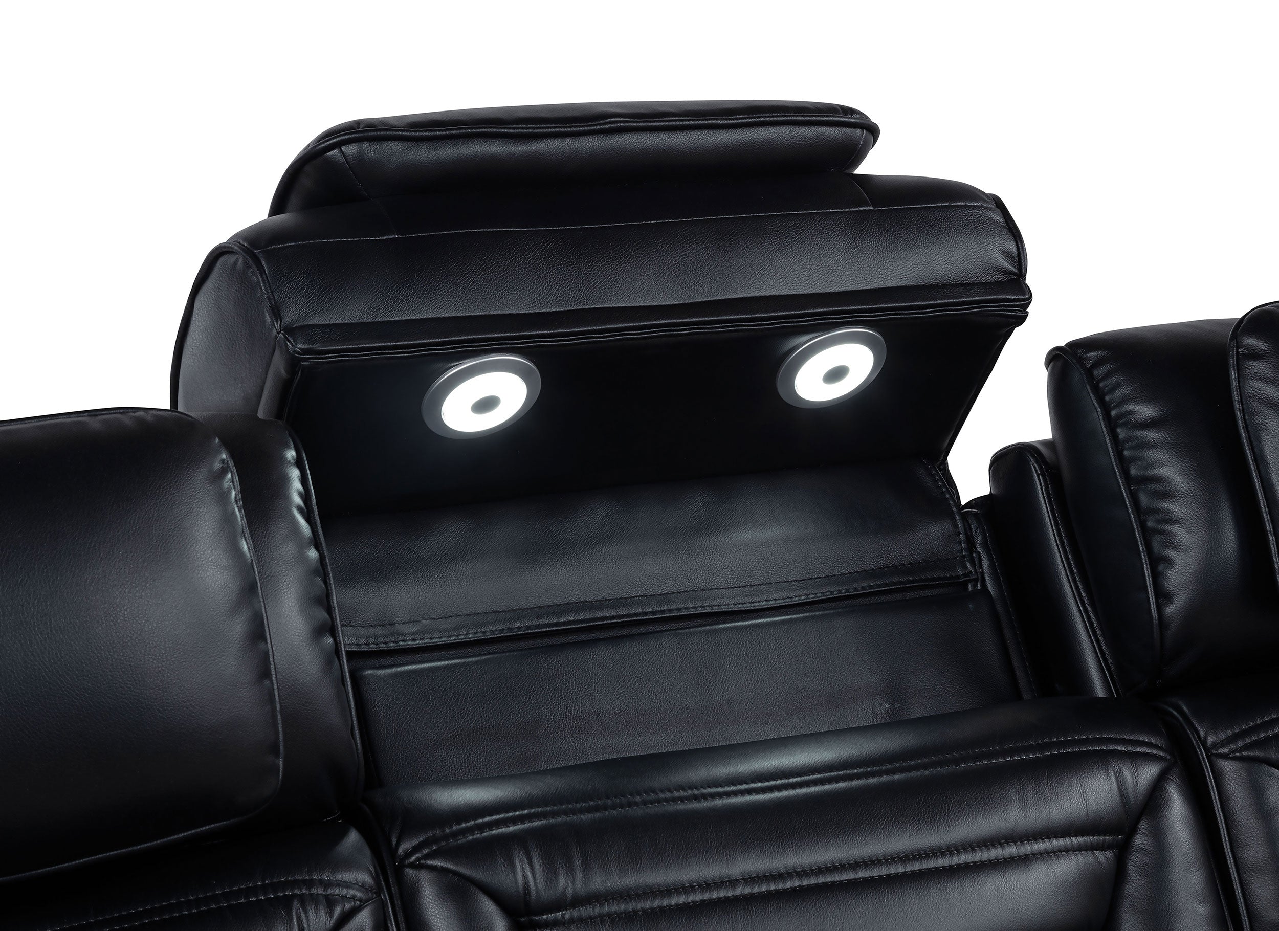 Zuma 2-piece Faux Leather Dual Power LED Sofa Set Black — view 12