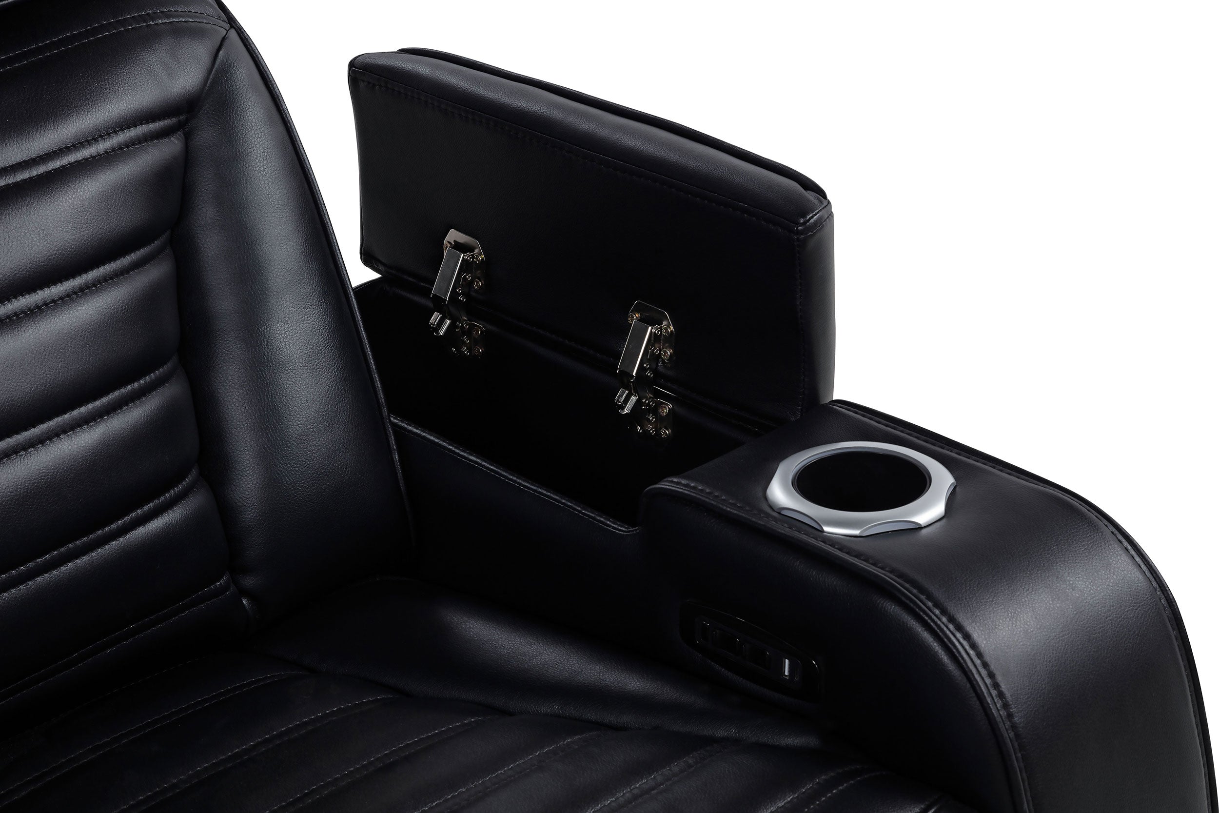 Zuma 2-piece Faux Leather Dual Power LED Sofa Set Black — view 16