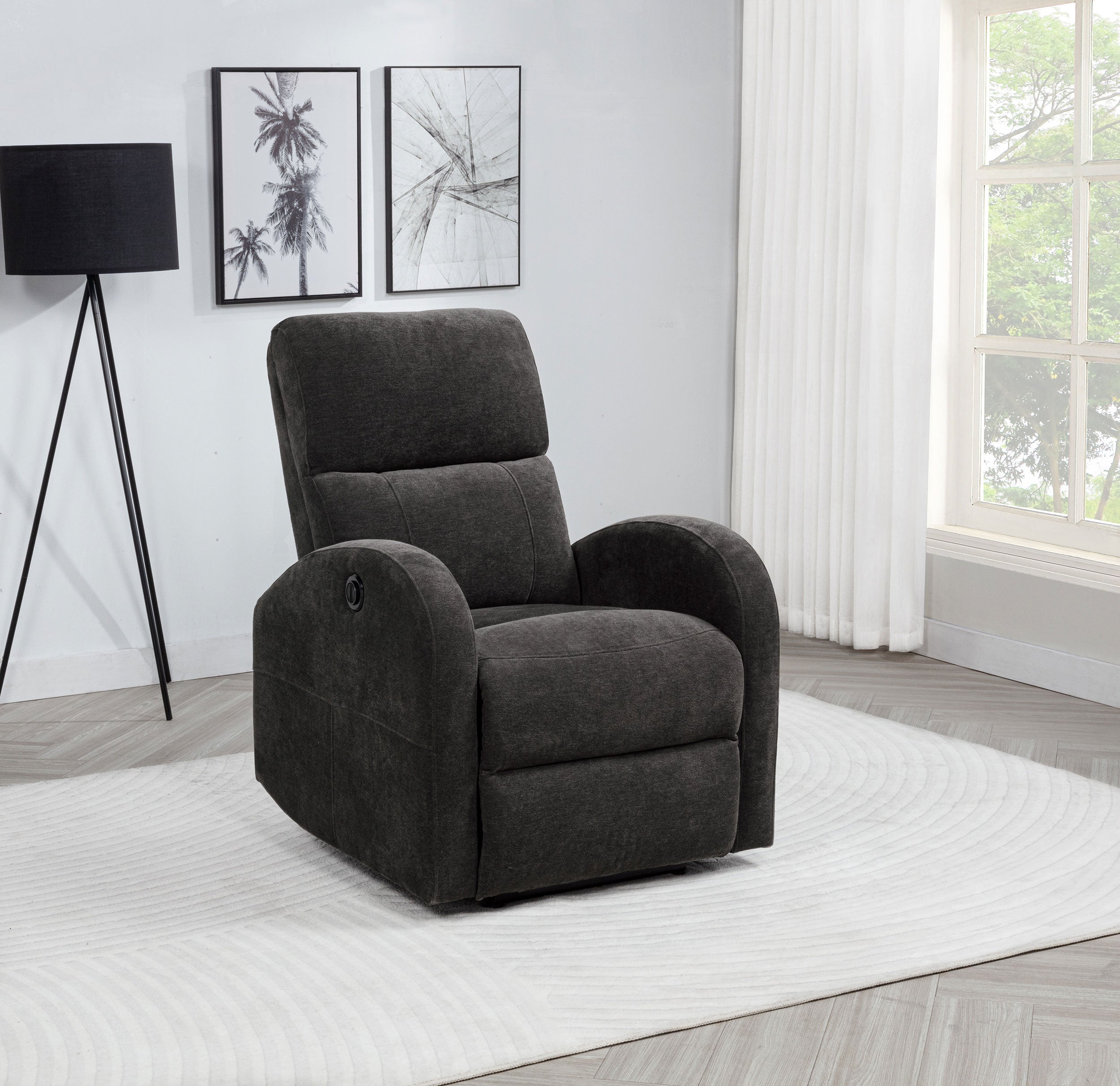 Grant Fabric Upholstered Power Recliner Chair Charcoal Grey — view 2