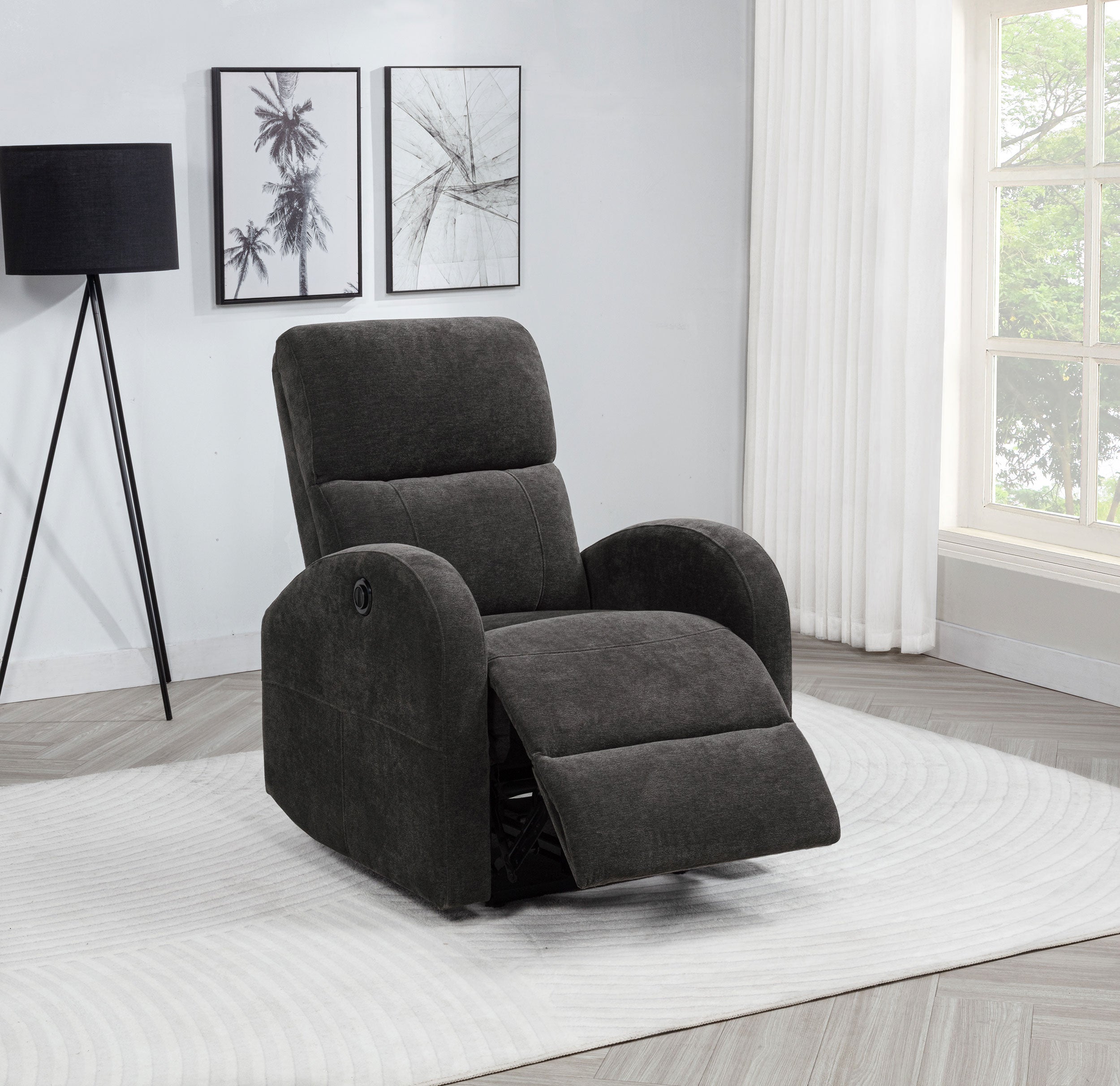 Grant Fabric Upholstered Power Recliner Chair Charcoal Grey — view 3
