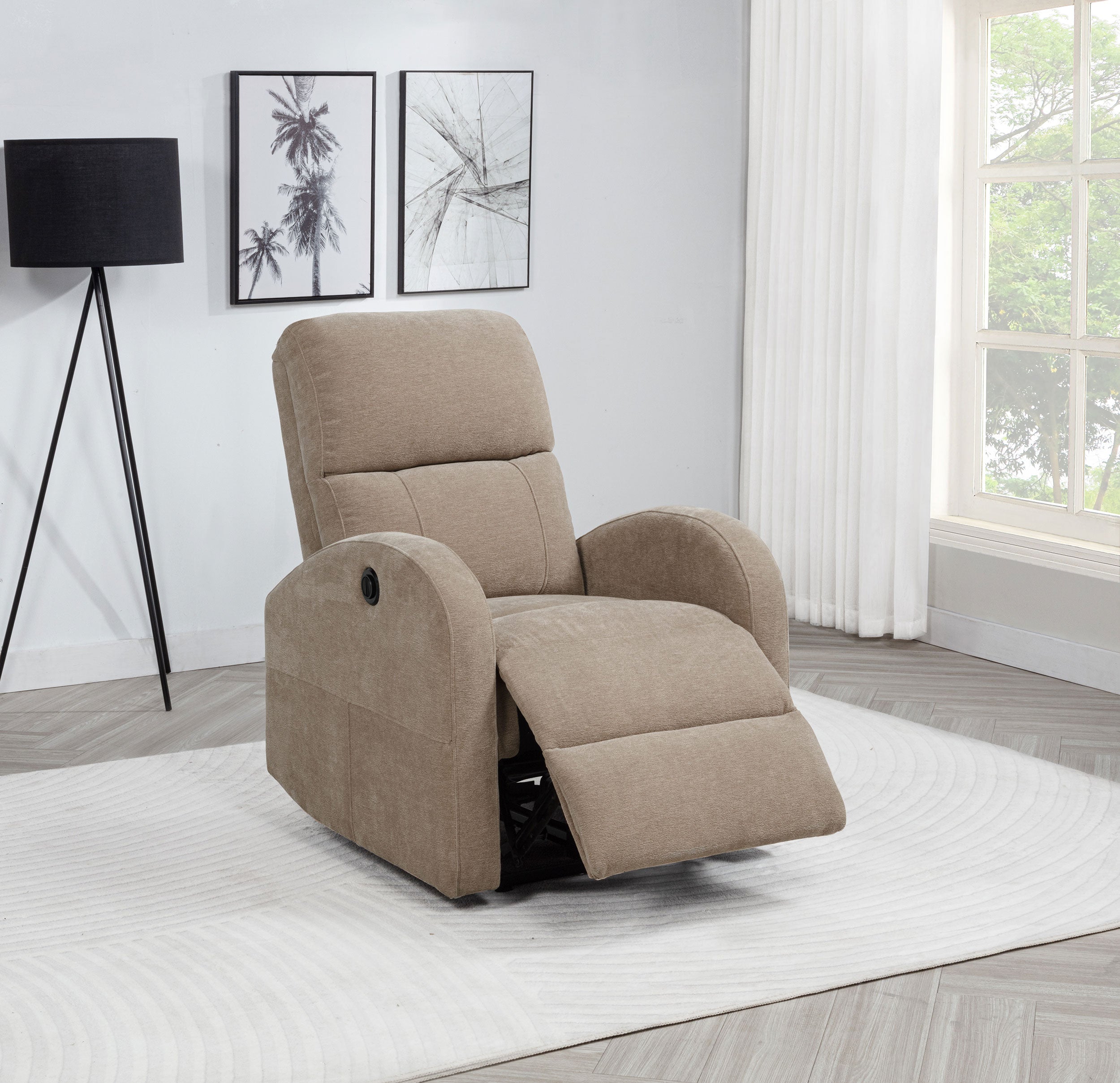 Grant Fabric Upholstered Power Recliner Chair Camel — view 3