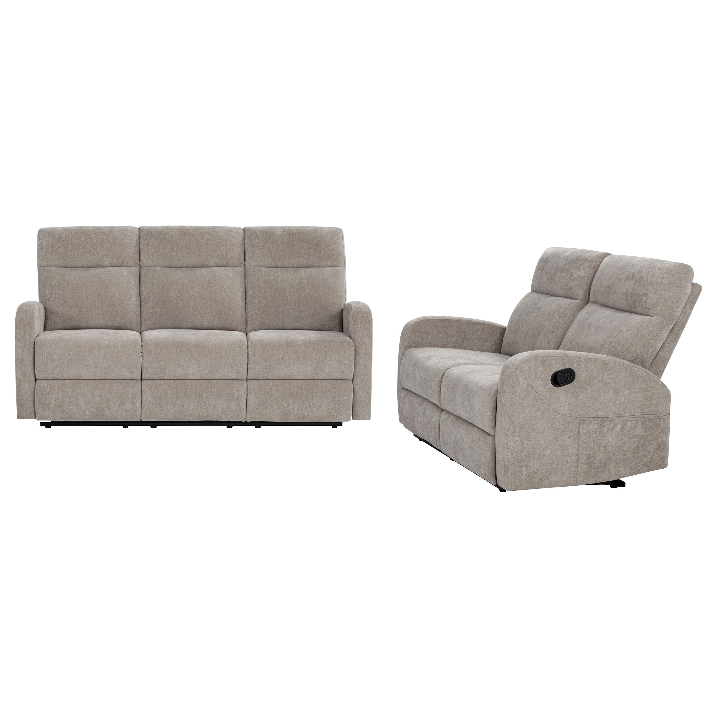 Hamilton 2-piece Chenille Manual Reclining Sofa Set Sand — view 3