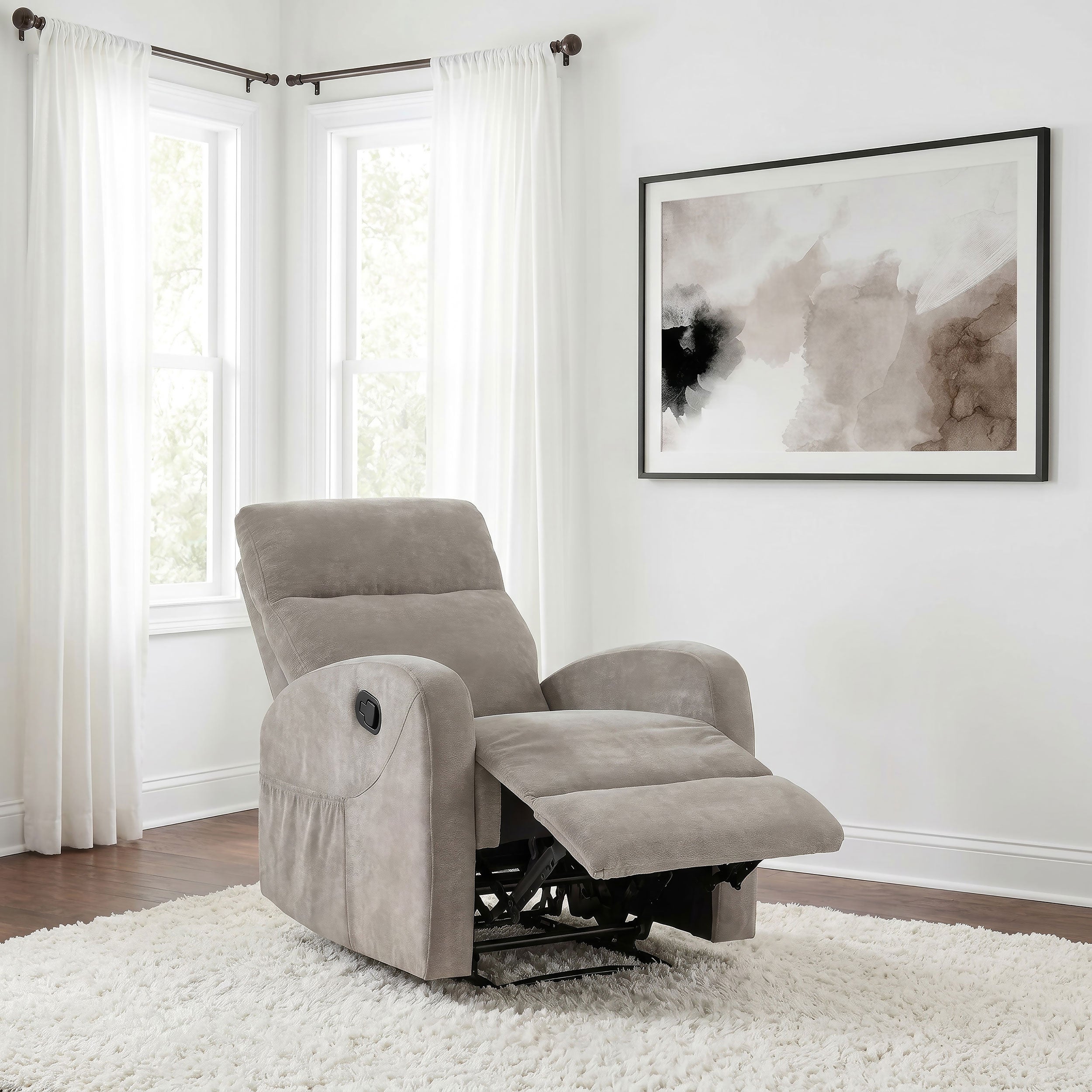 Hamilton Chenille Upholstered Manual Glider Recliner Sand — view 3