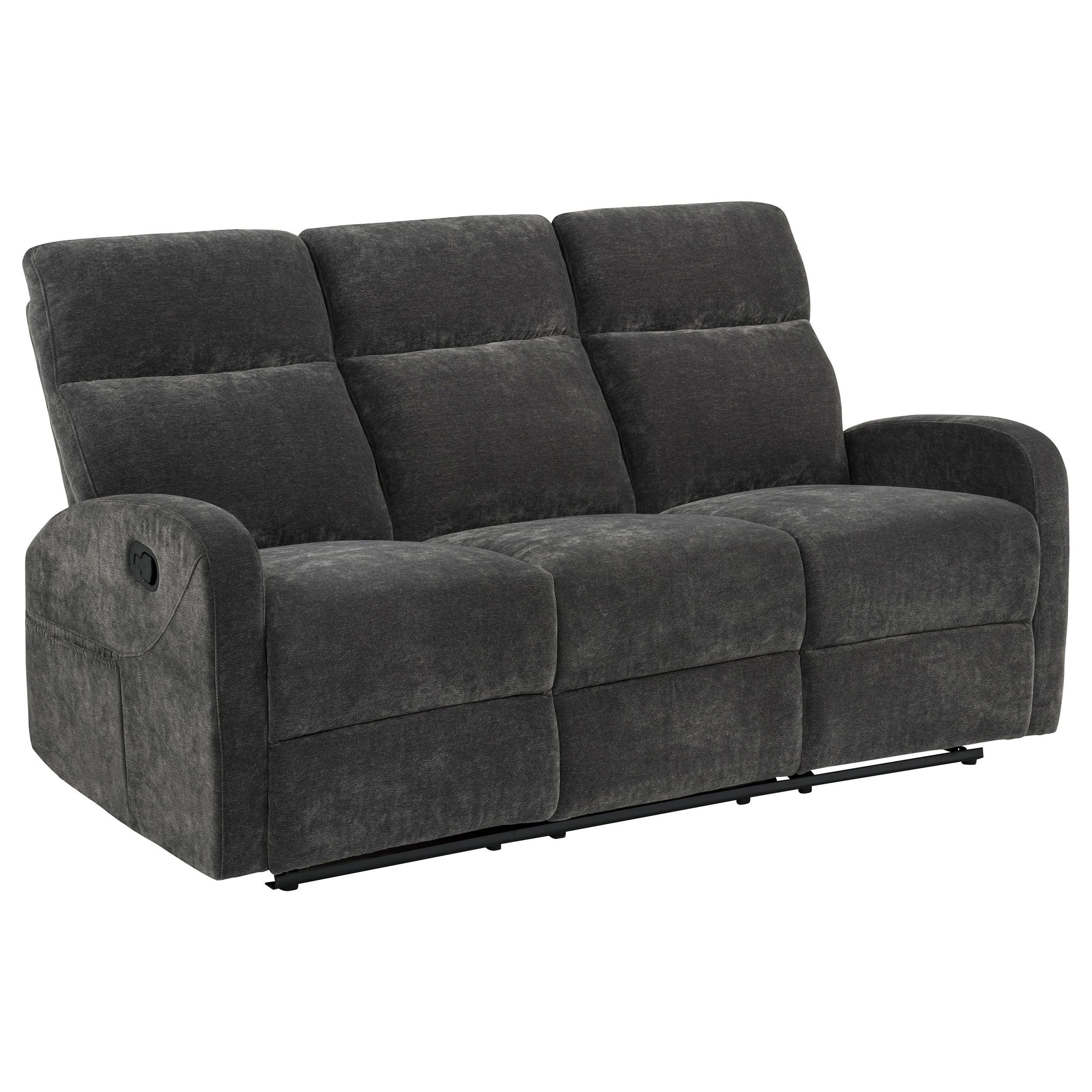 Hamilton Chenille Upholstered Manual Reclining Sofa Charcoal Grey — view 4