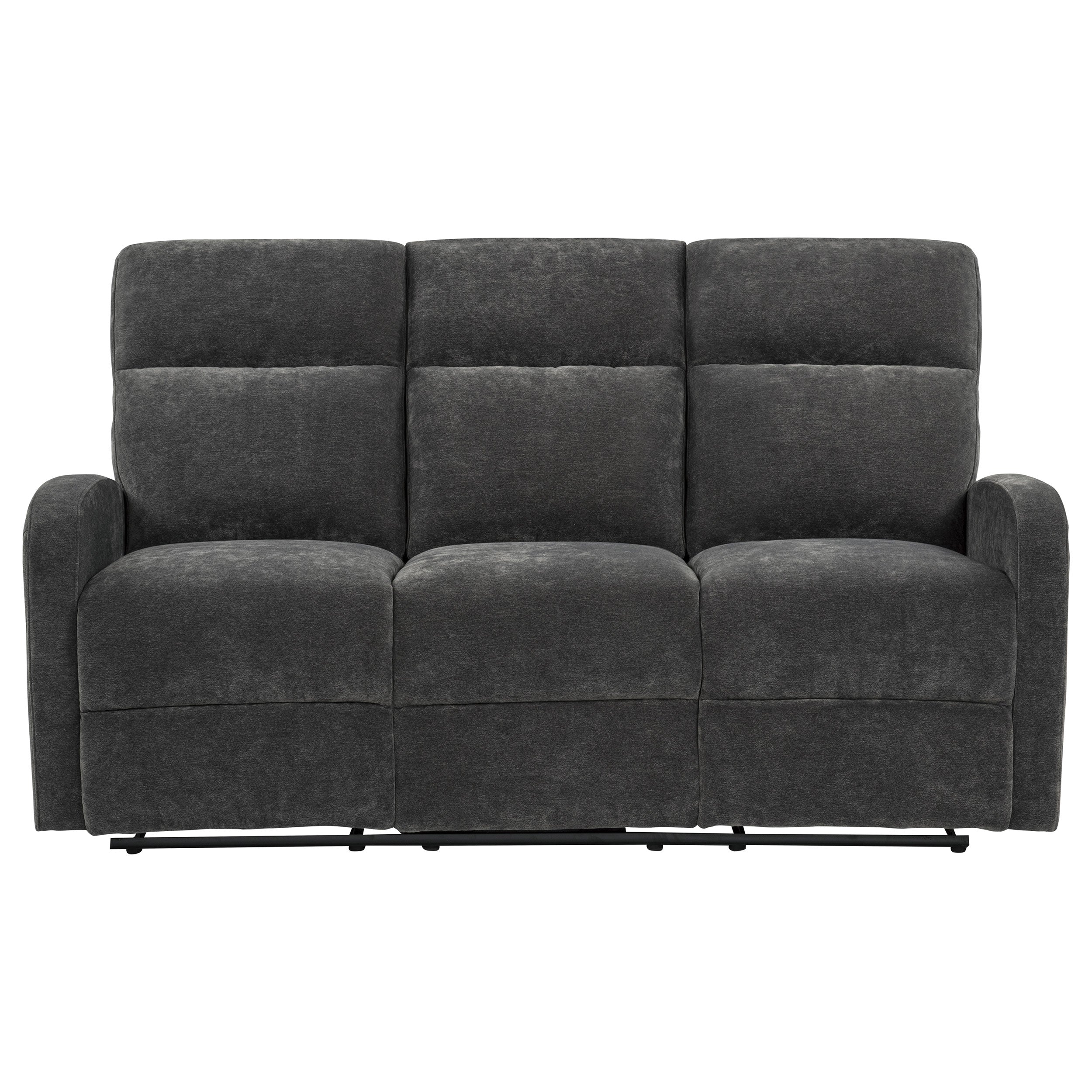 Hamilton Chenille Upholstered Manual Reclining Sofa Charcoal Grey — view 5