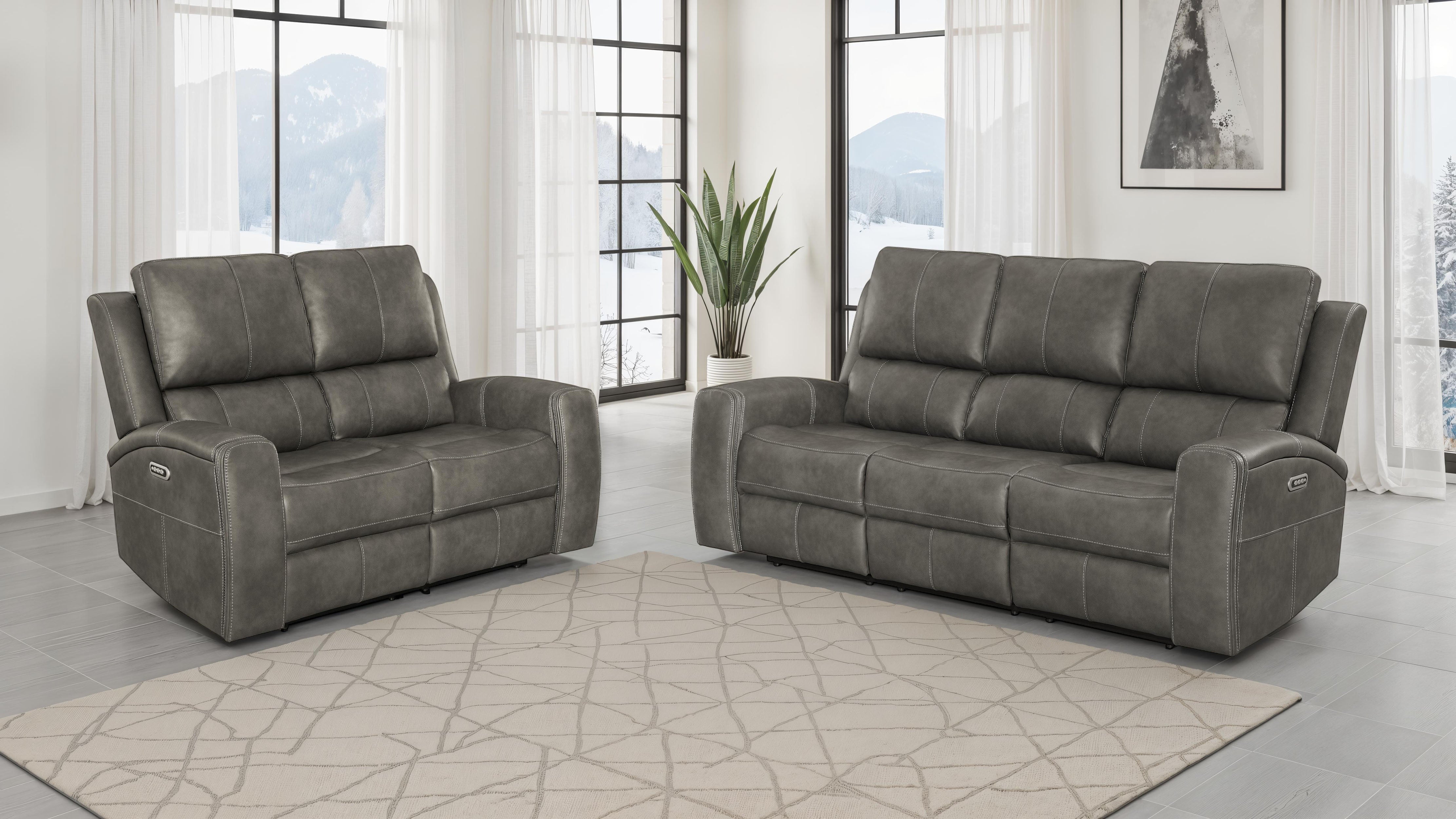 Brickston 2-piece Triple Power Reclining Sofa Set Charcoal — view 1
