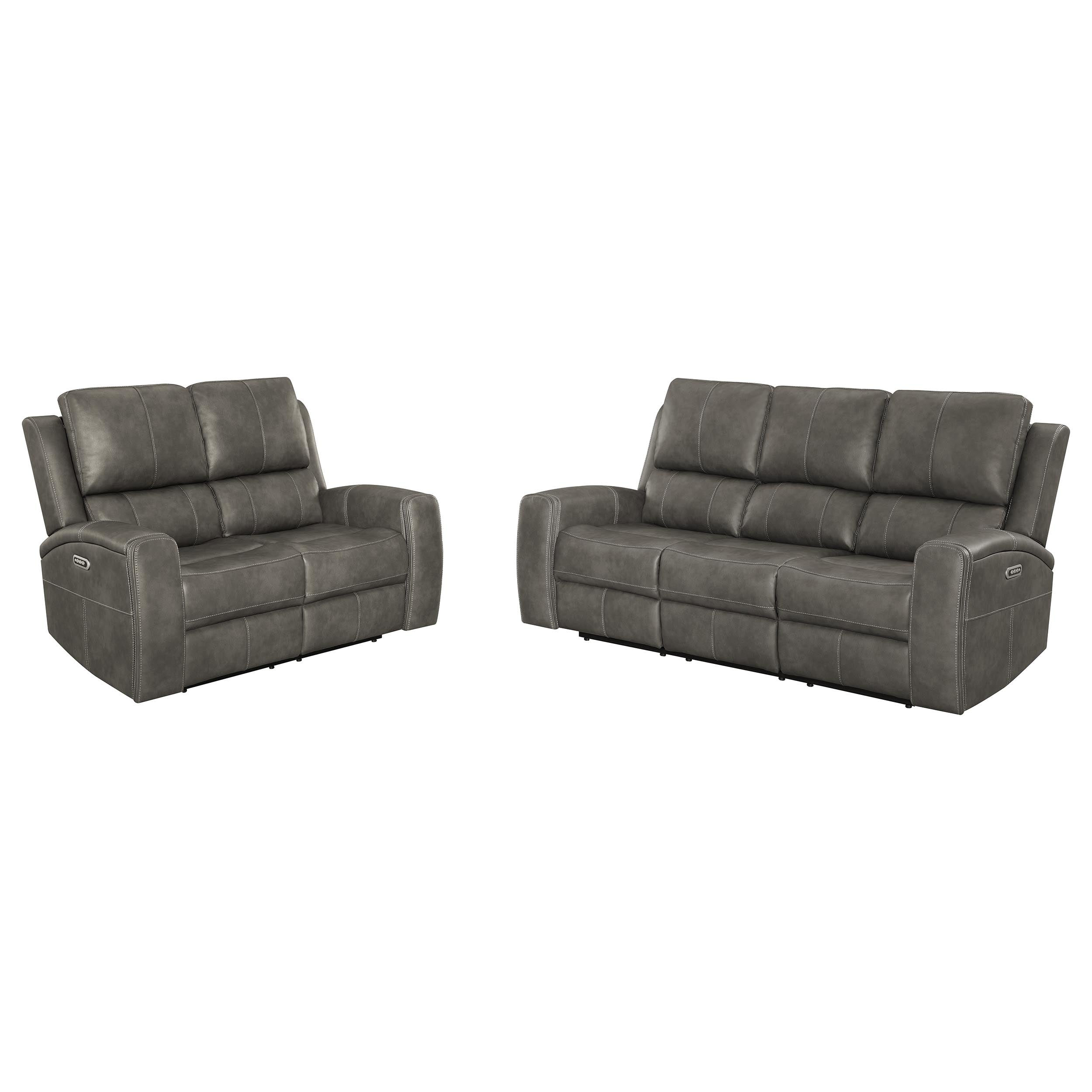 Brickston 2-piece Triple Power Reclining Sofa Set Charcoal — view 2