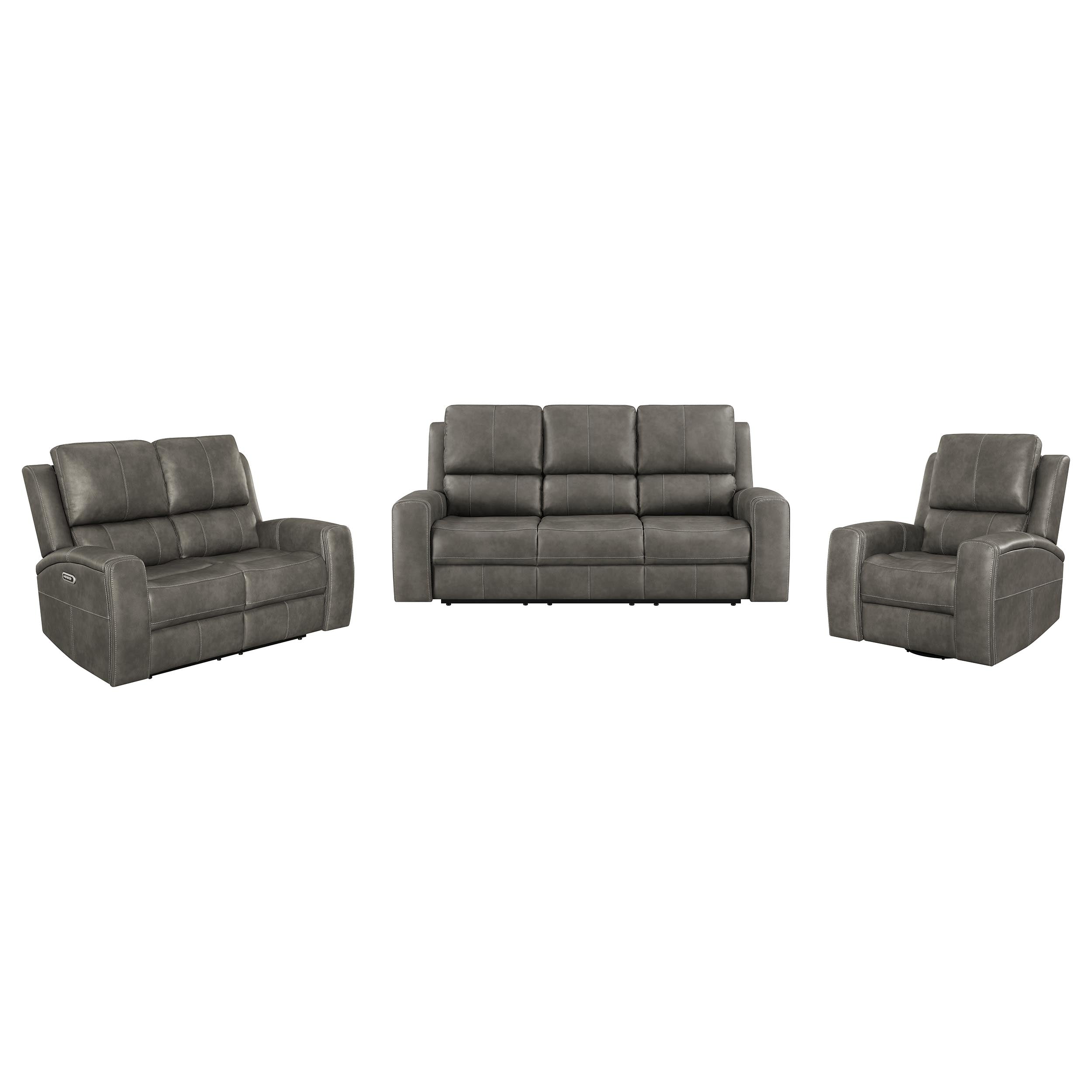 Brickston 3-piece Triple Power Reclining Sofa Set Charcoal — view 2