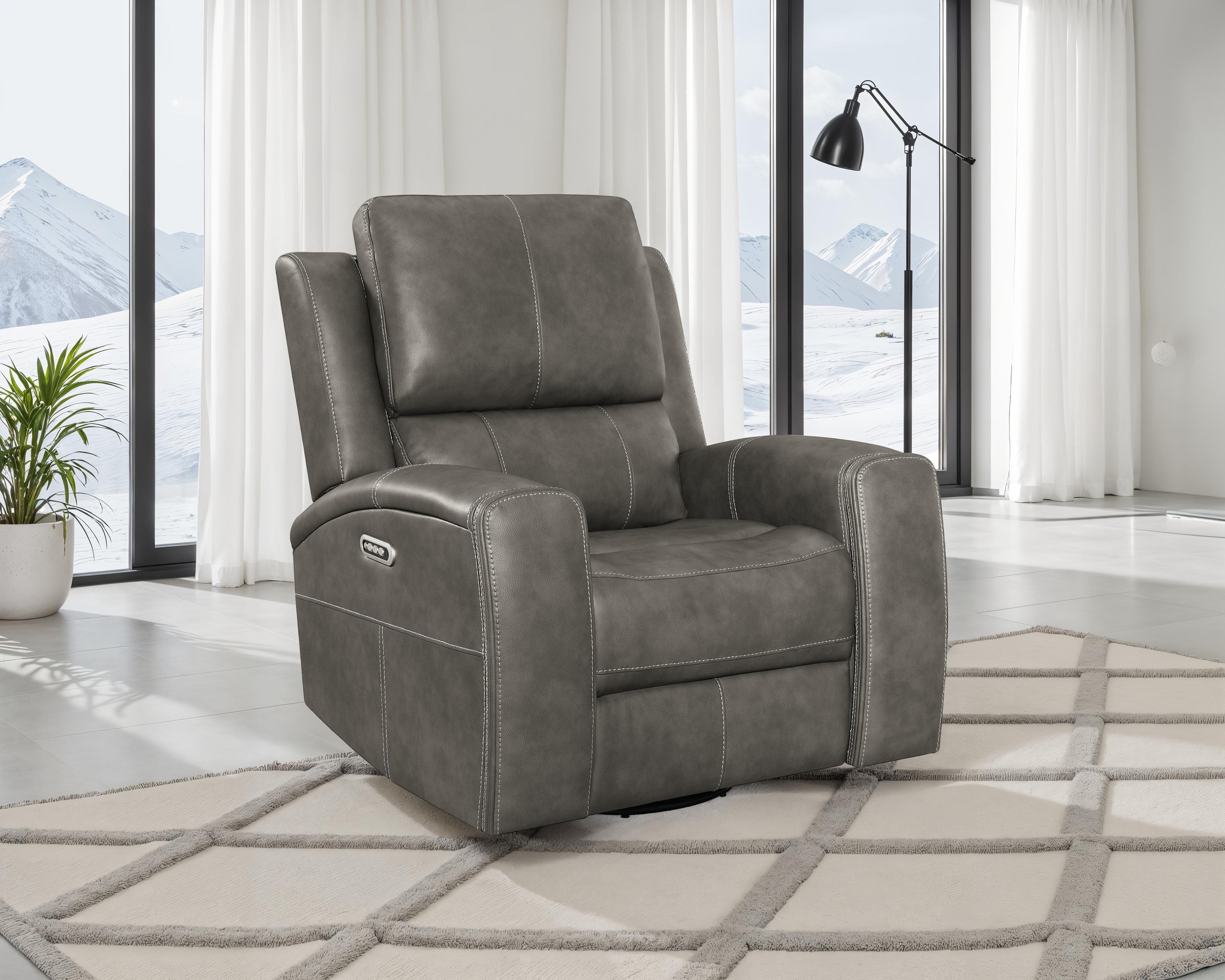 Brickston Triple Power Swivel Glider Recliner Charcoal — view 2