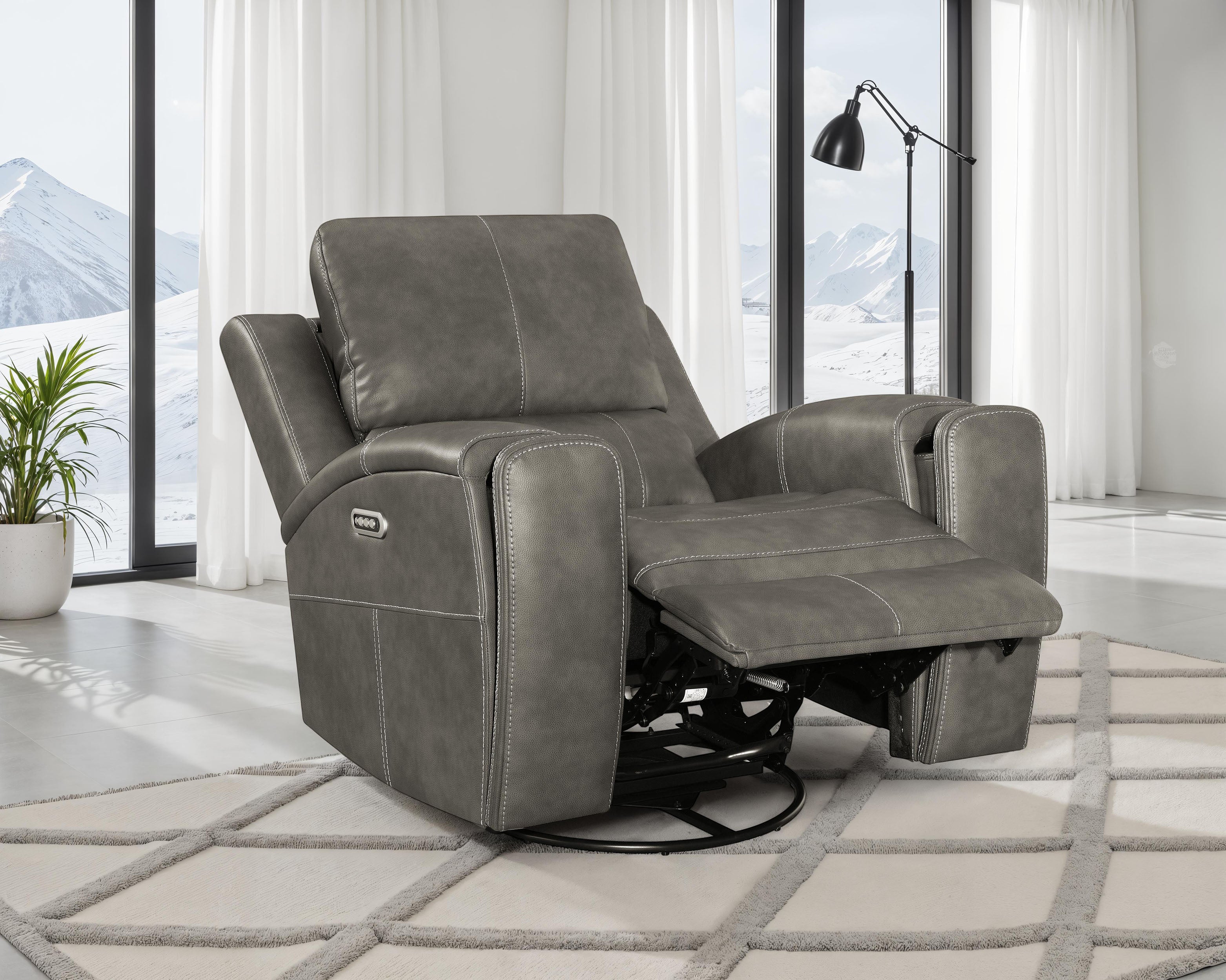 Brickston Triple Power Swivel Glider Recliner Charcoal — view 1