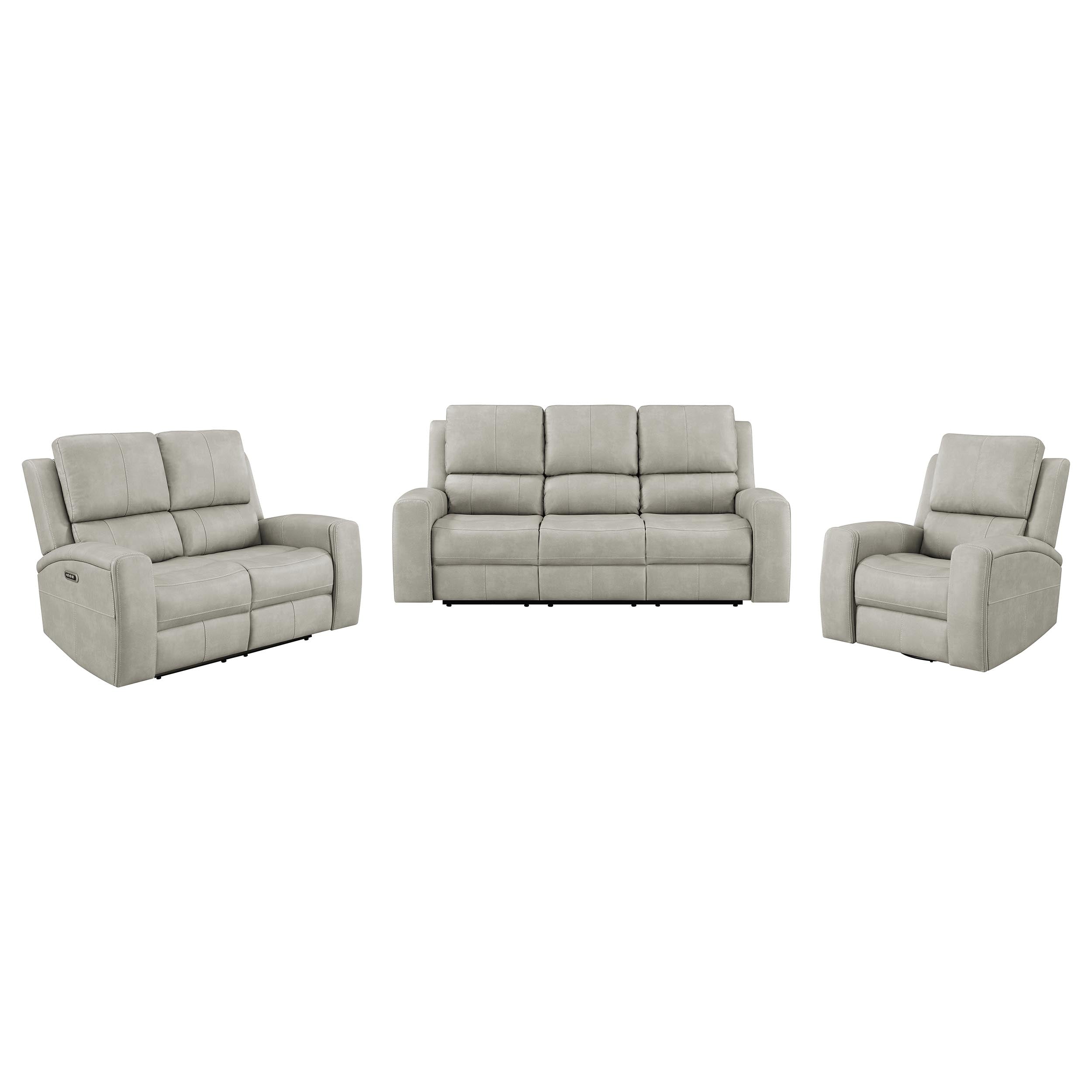 Brickston 3-piece Triple Power Reclining Sofa Set Grey — view 2