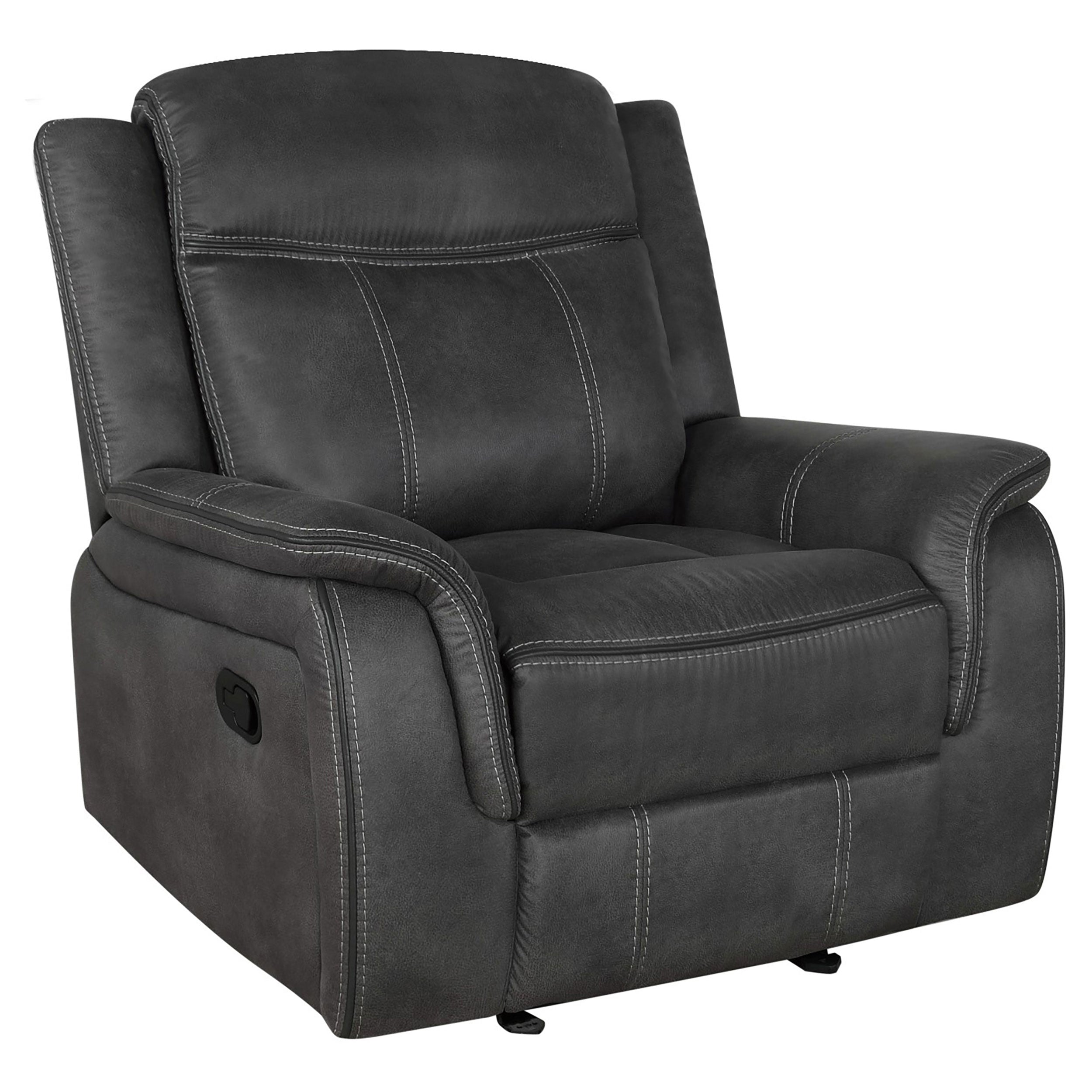Lawrence Upholstered Padded Arm Glider Recliner Charcoal — view 1