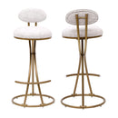 Round Print Bar Stools Upholstered Chairs For Kitchen (Set of 2)