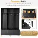 Modern Large Storage Hall Tree With Bench, 6 Hooks