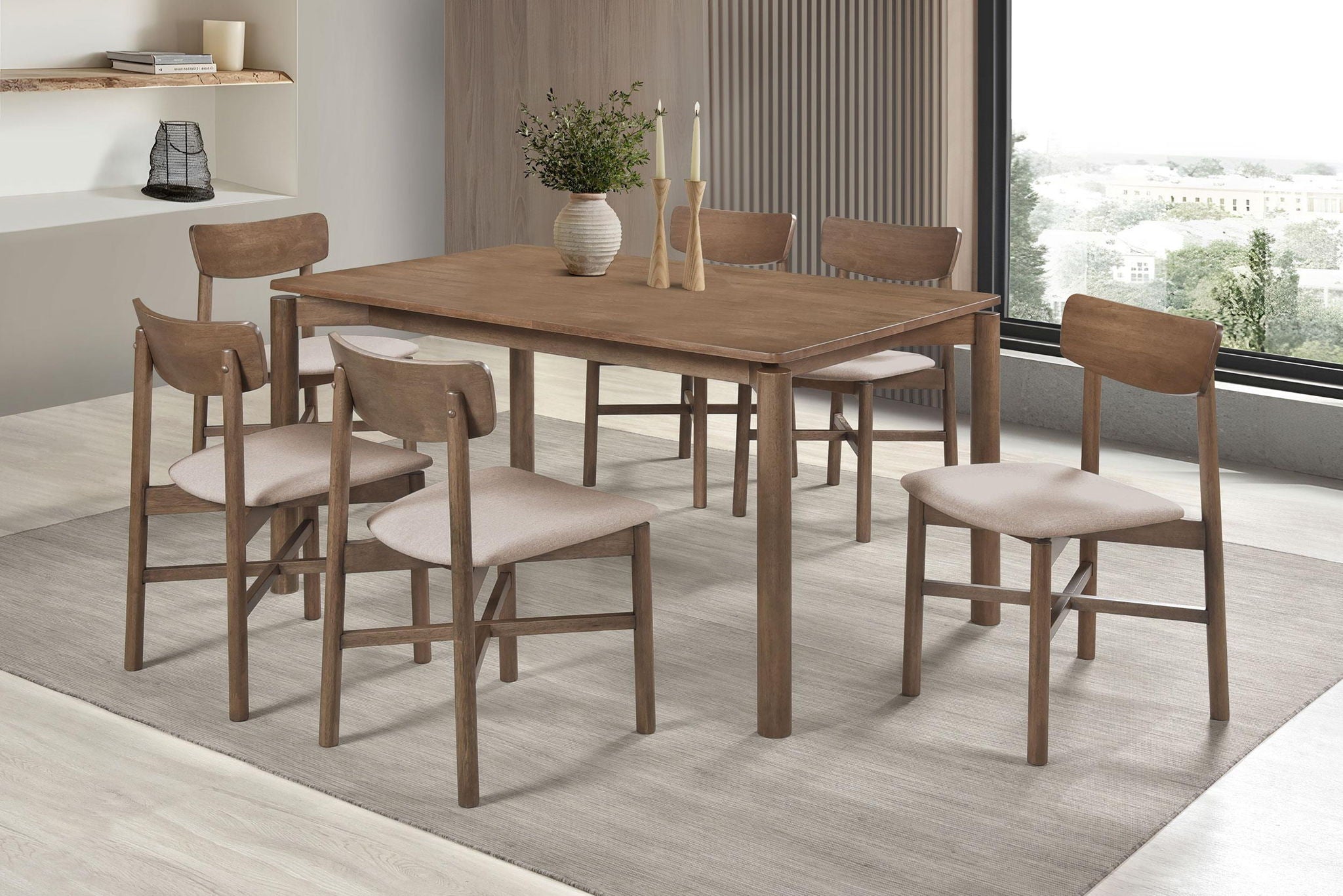 Parkridge 7-piece 59-inch Wood Dining Set Natural Walnut - Atlantic Fine Furniture Melbourne FL